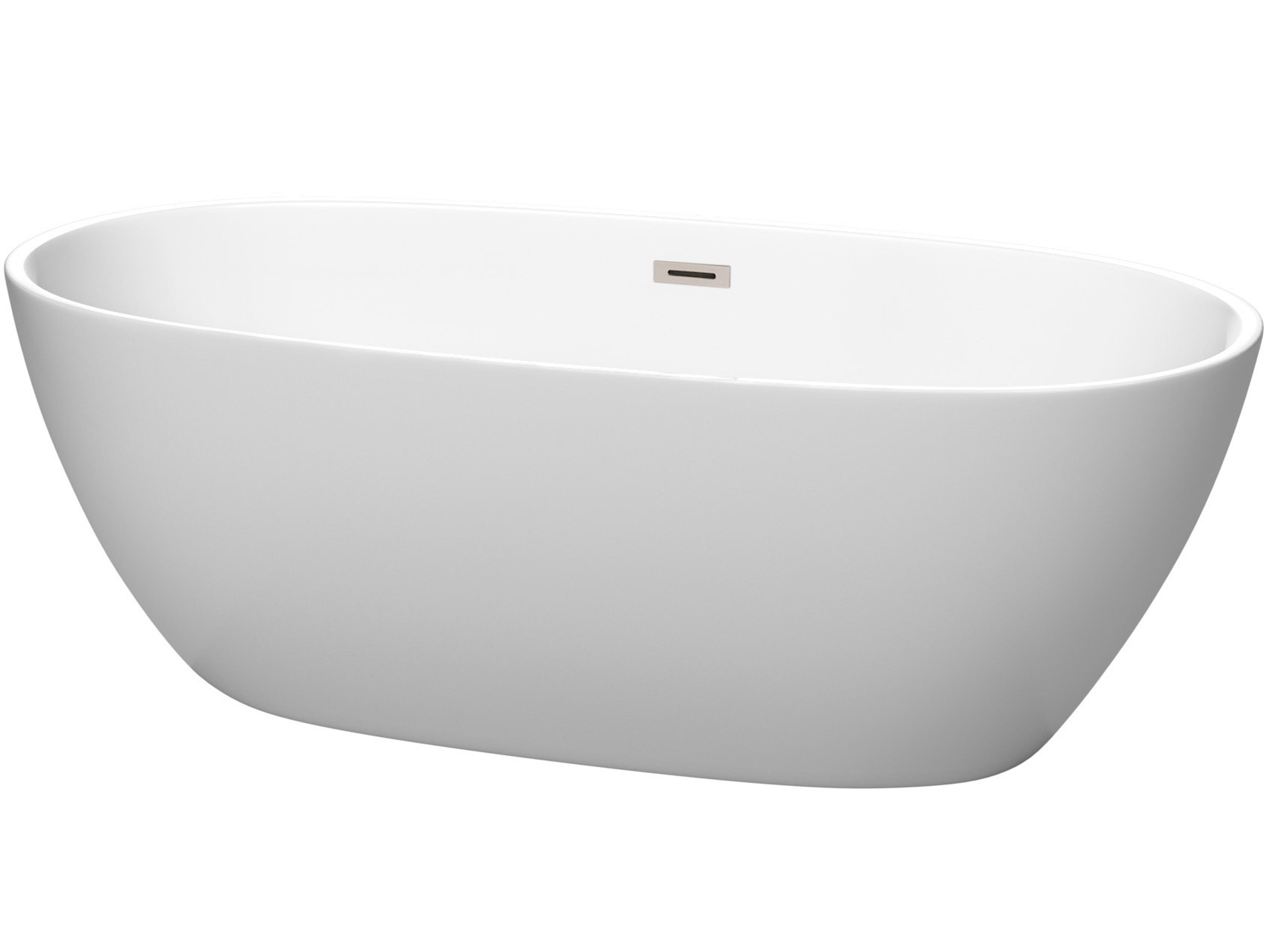 Wyndham Collection Juno Matte White Bathtub with Drain and Overflow
