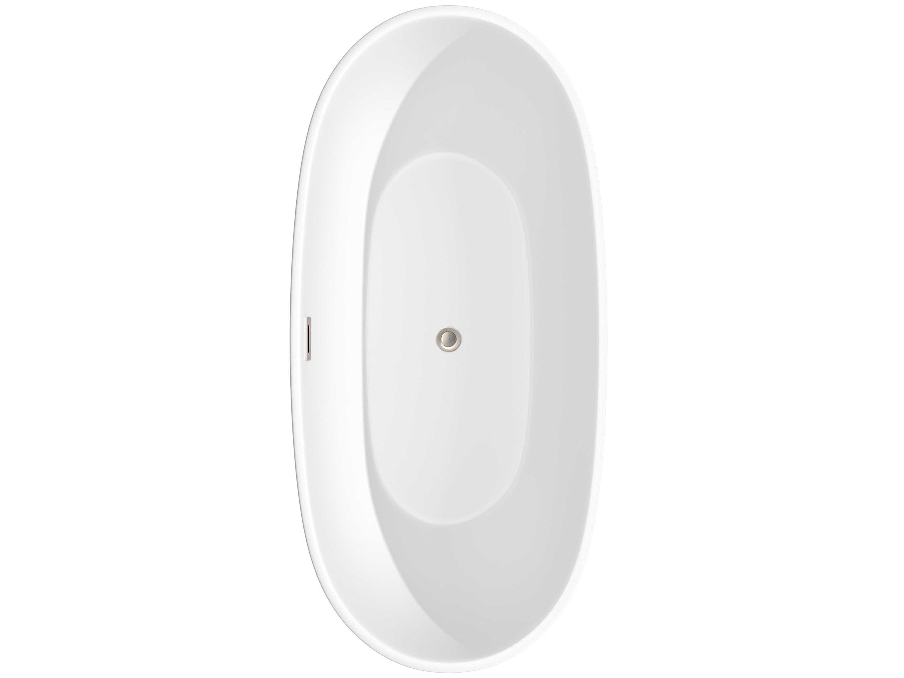 Wyndham Collection Juno Matte White Bathtub with Drain and Overflow