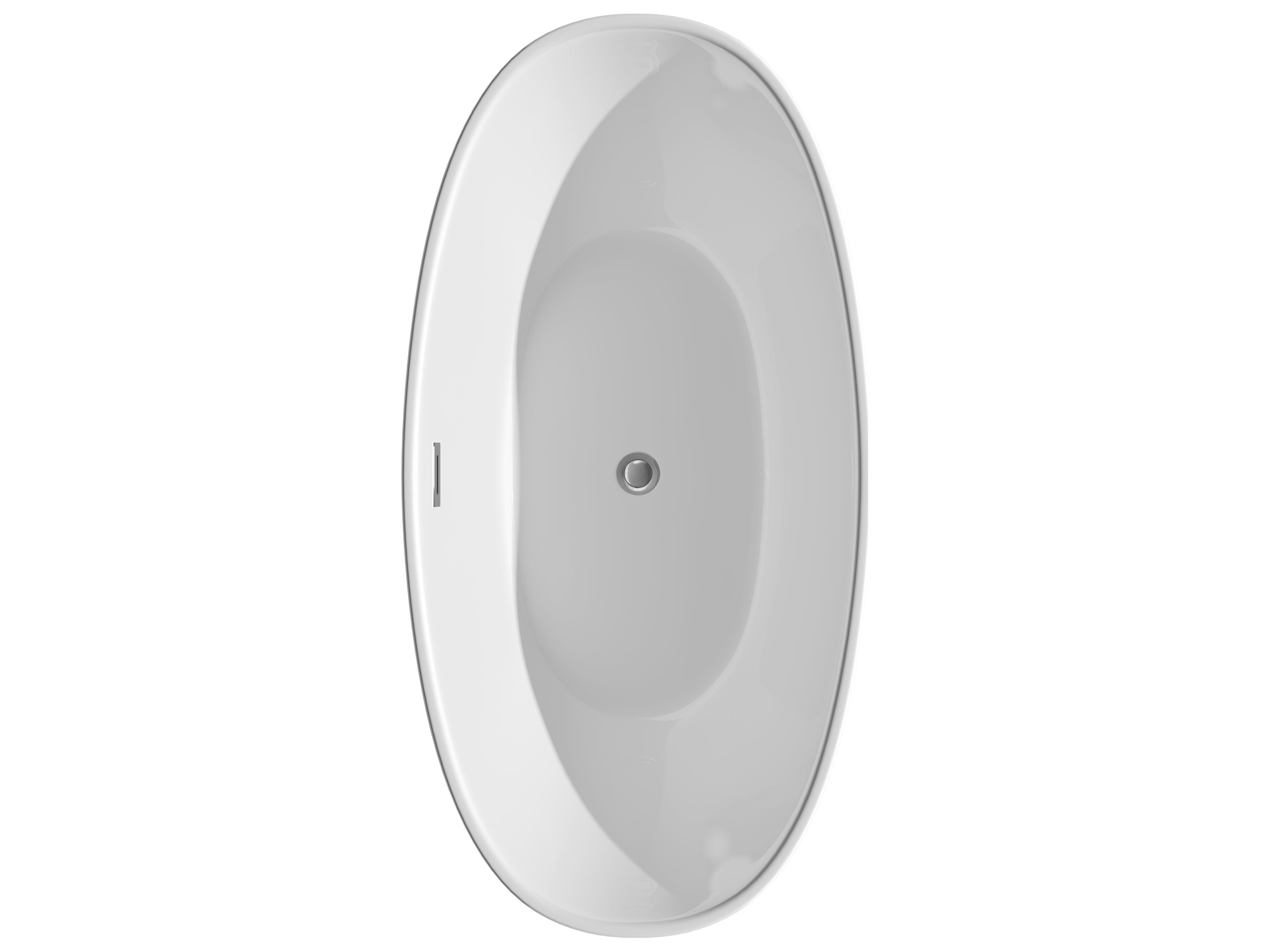 Wyndham Collection Dorrit White Bathtub with Floor Mounted Faucet, Drain and Overflow Trim