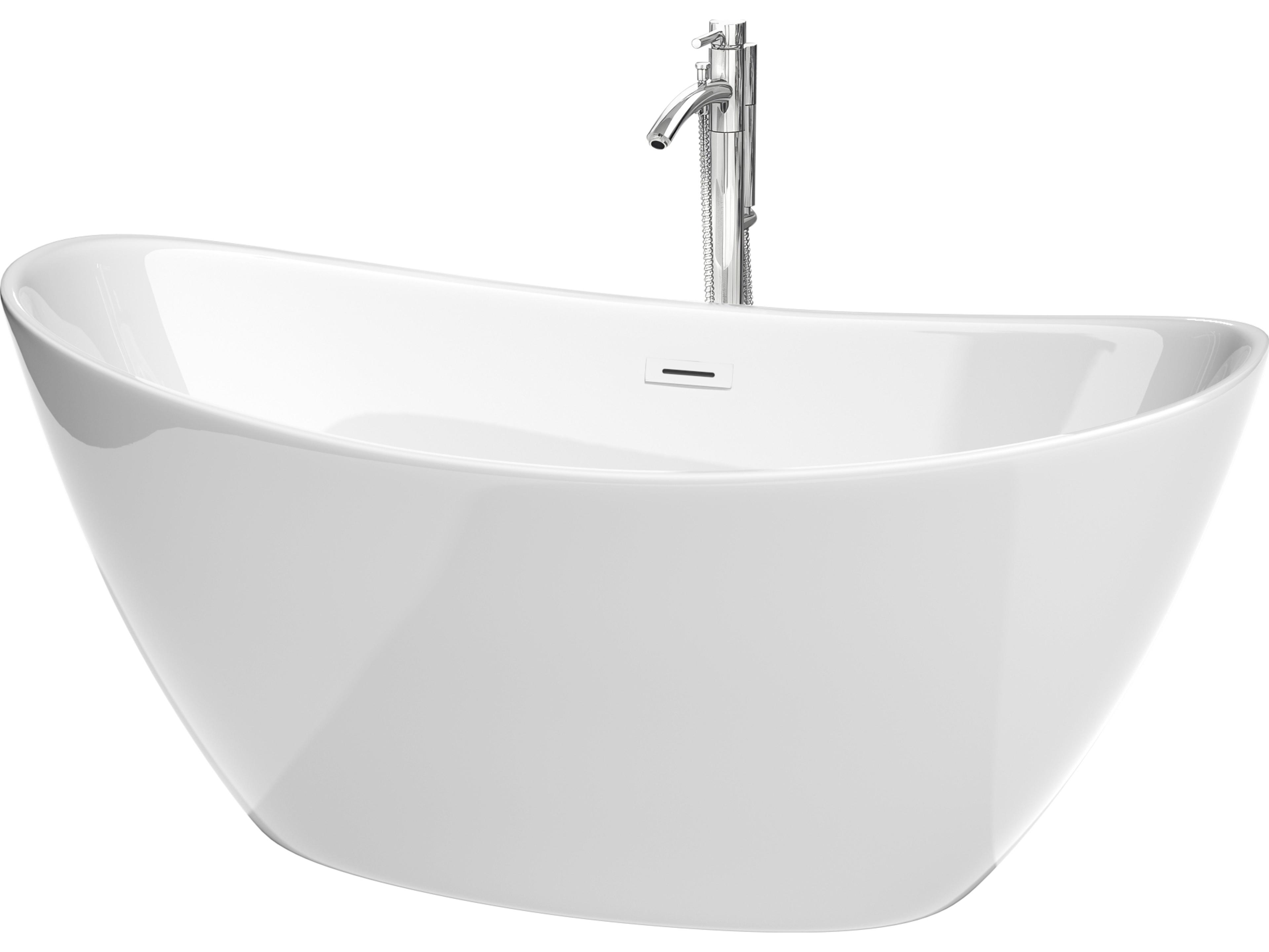 Wyndham Collection Dorrit White Bathtub with Shiny White Trim and Floor Mounted Faucet