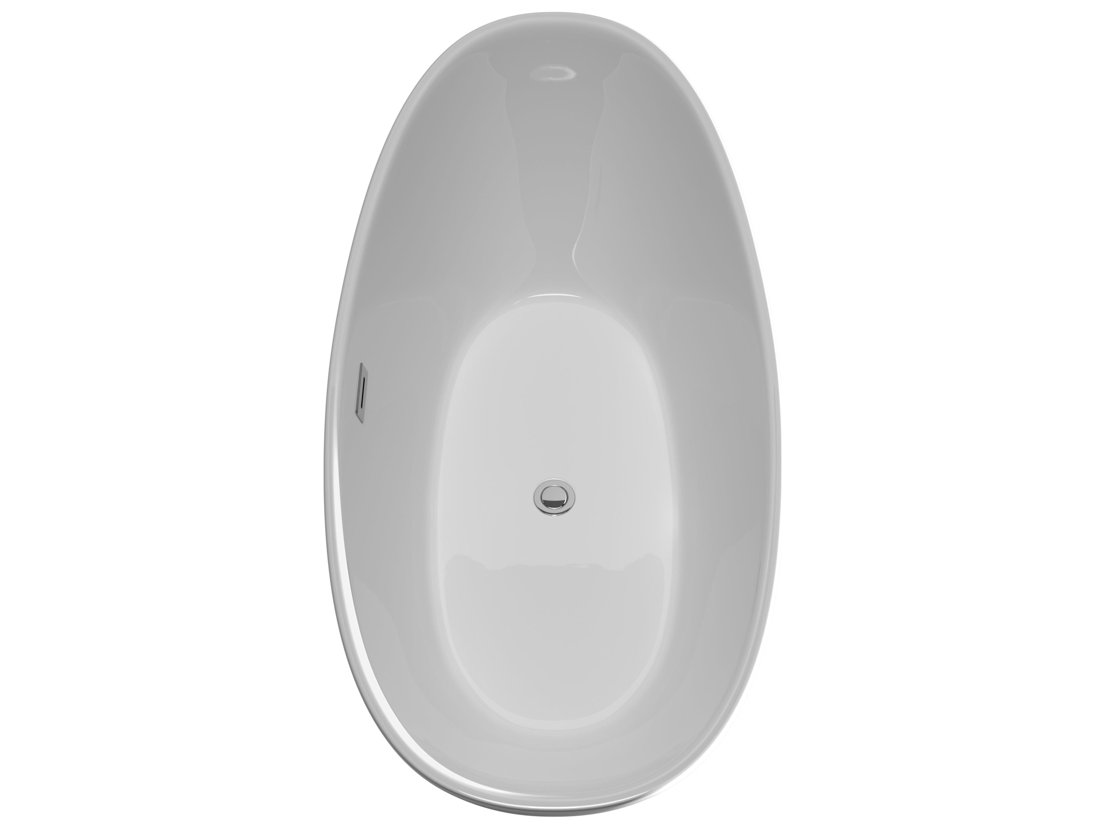 Wyndham Collection Dorrit White Bathtub with Polished Chrome Trim and Floor Mounted Faucet