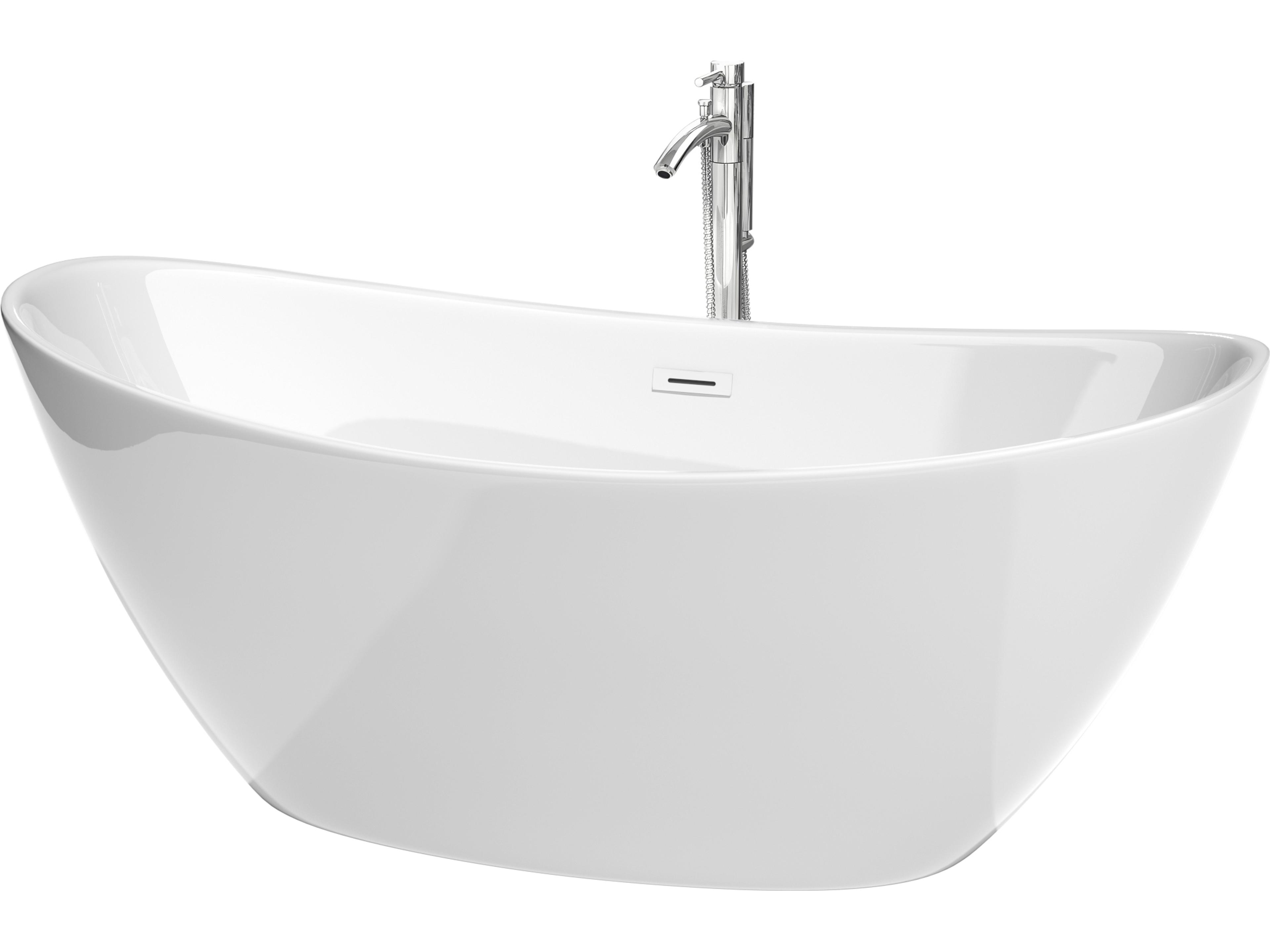Wyndham Collection Dorrit White Bathtub with Shiny White Trim and Floor Mounted Faucet