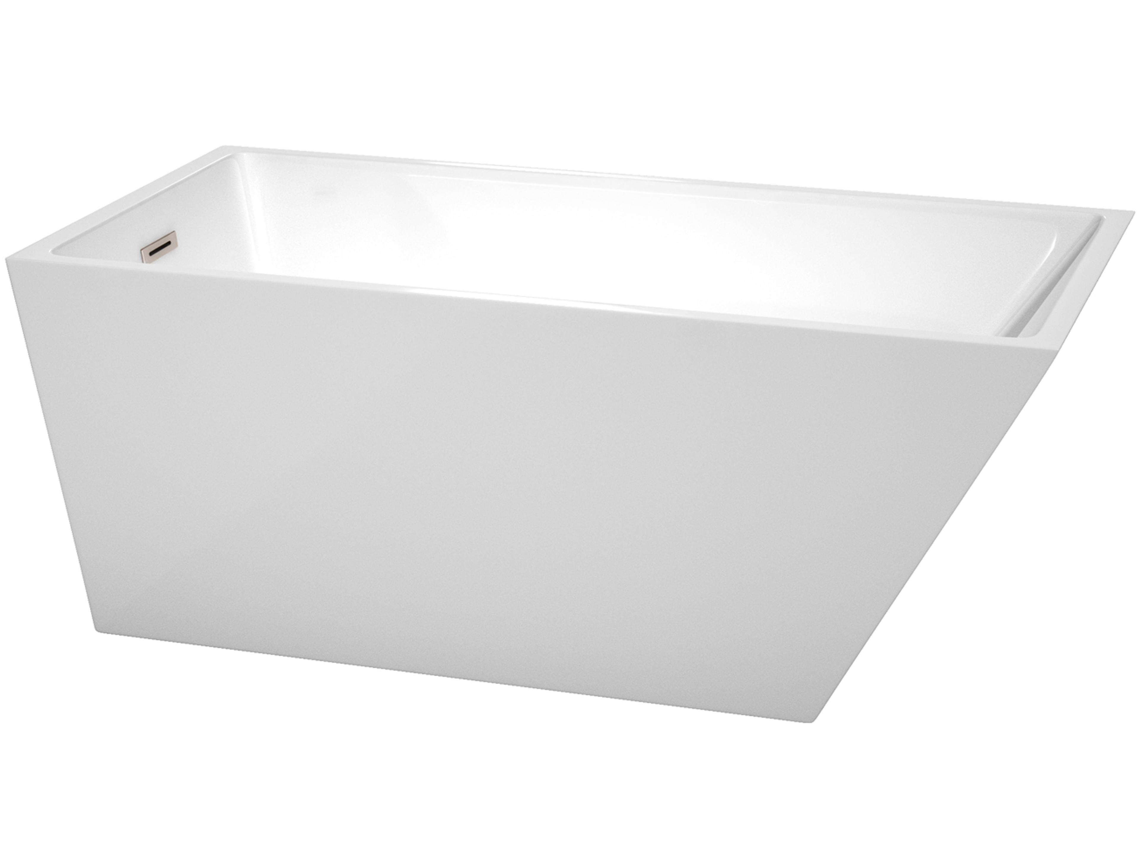 Wyndham Collection Hannah White Bathtub with Drain and Overflow