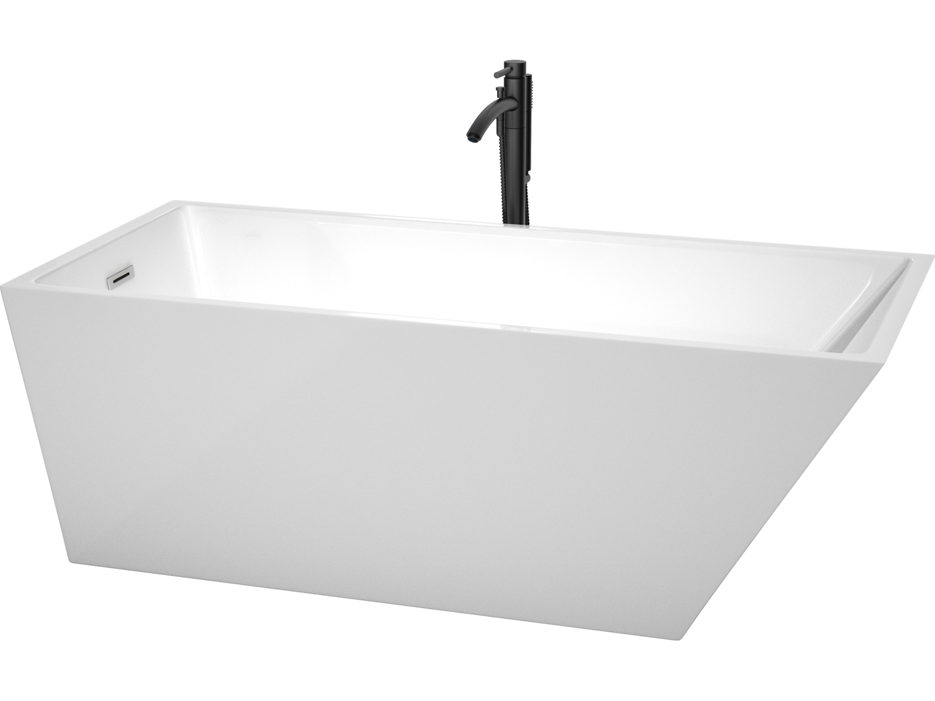 Hannah White Bathtub with Polished Chrome Trim and Floor Mounted Faucet
