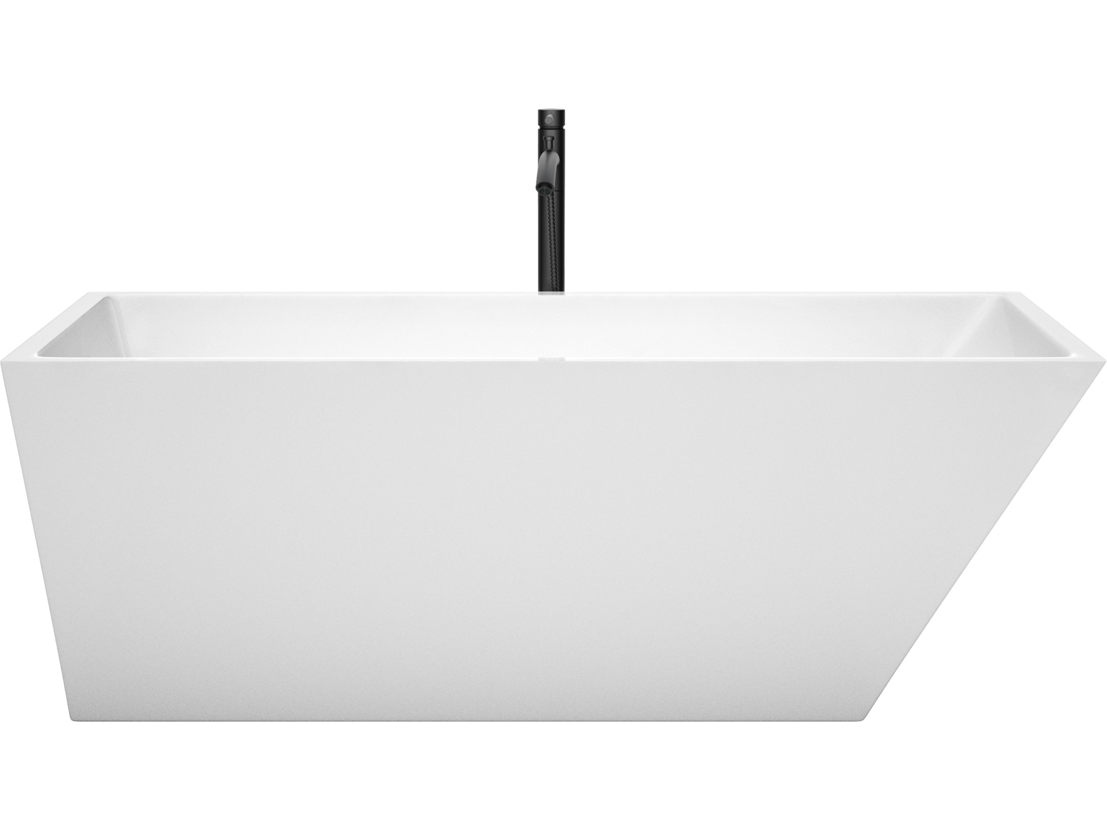 Wyndham Collection Hannah White Bathtub with Polished Chrome Trim and Floor Mounted Faucet