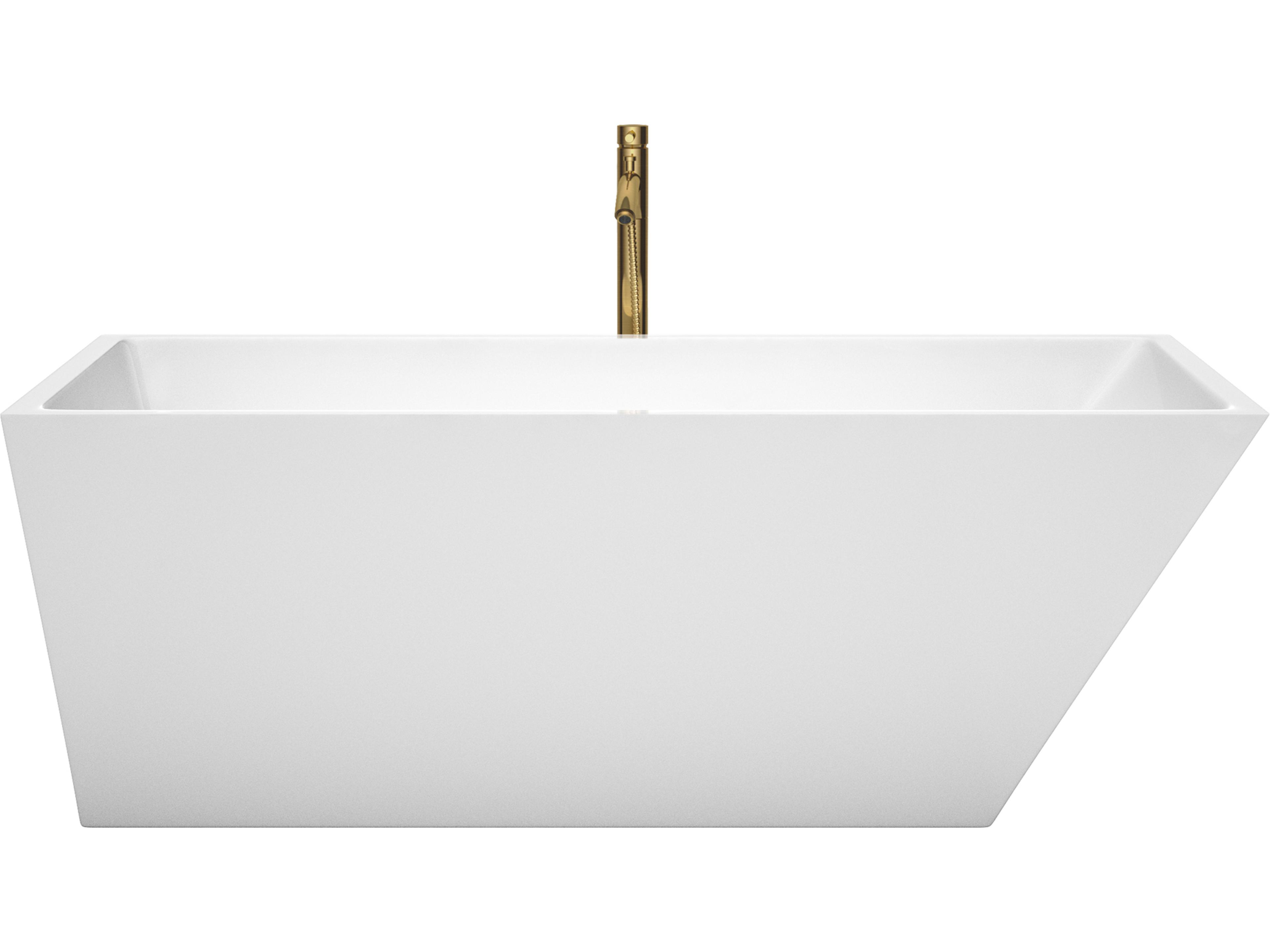 Wyndham Collection Hannah White Bathtub with Polished Chrome Trim and Floor Mounted Faucet