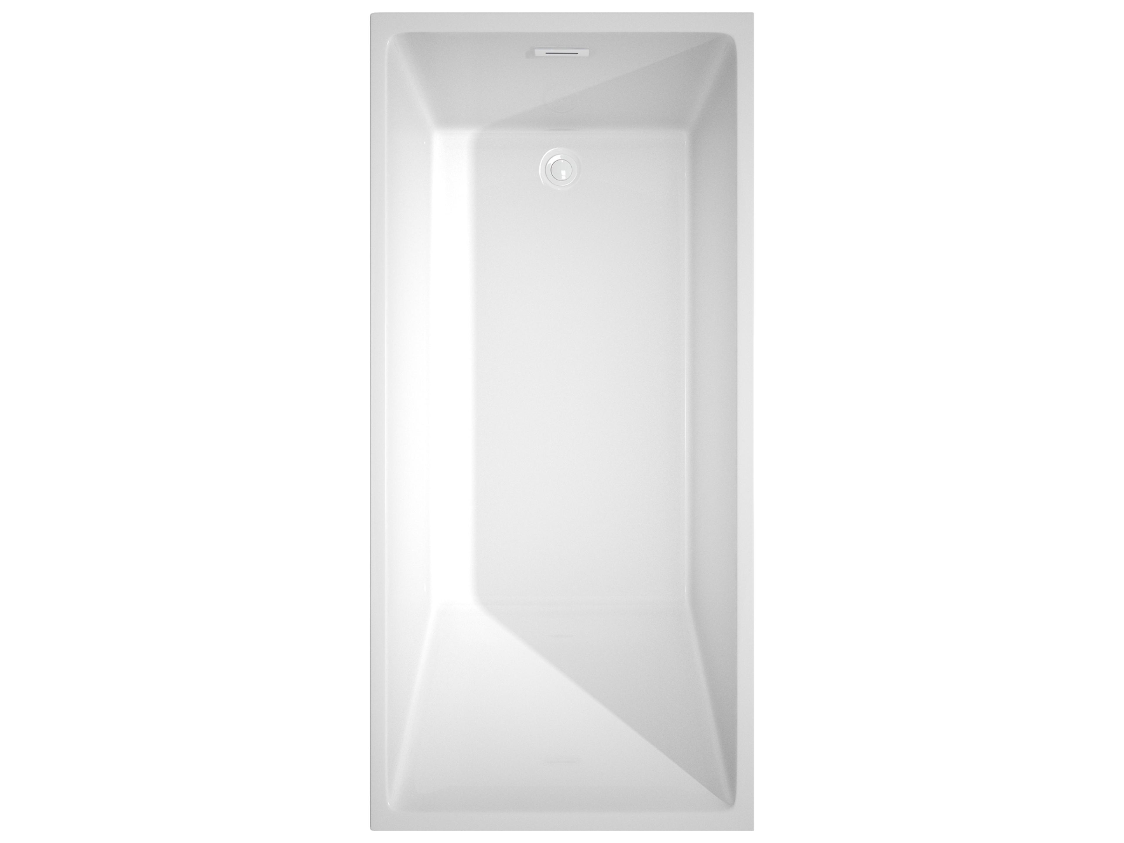 Wyndham Collection Hannah White Bathtub with Shiny White Trim and Floor Mounted Faucet