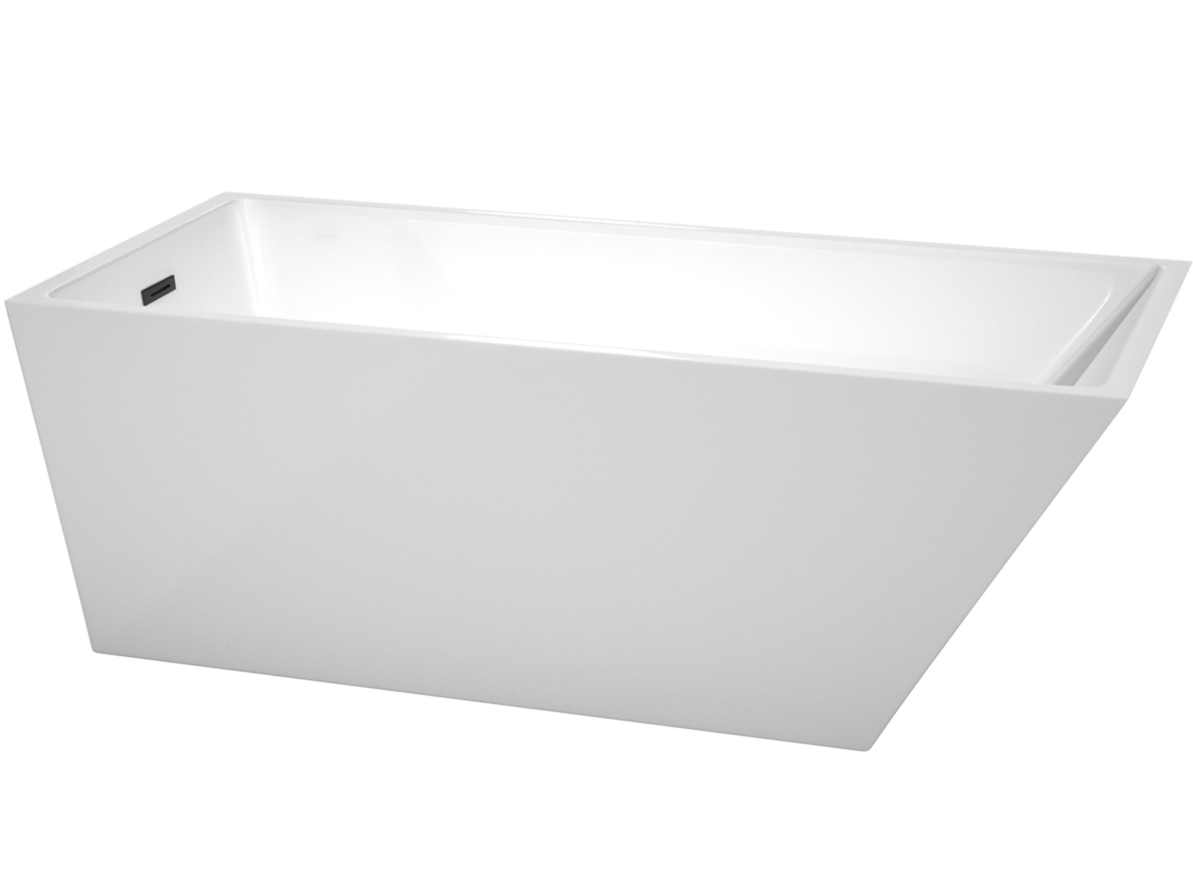 Wyndham Collection Hannah White Bathtub with Drain and Overflow