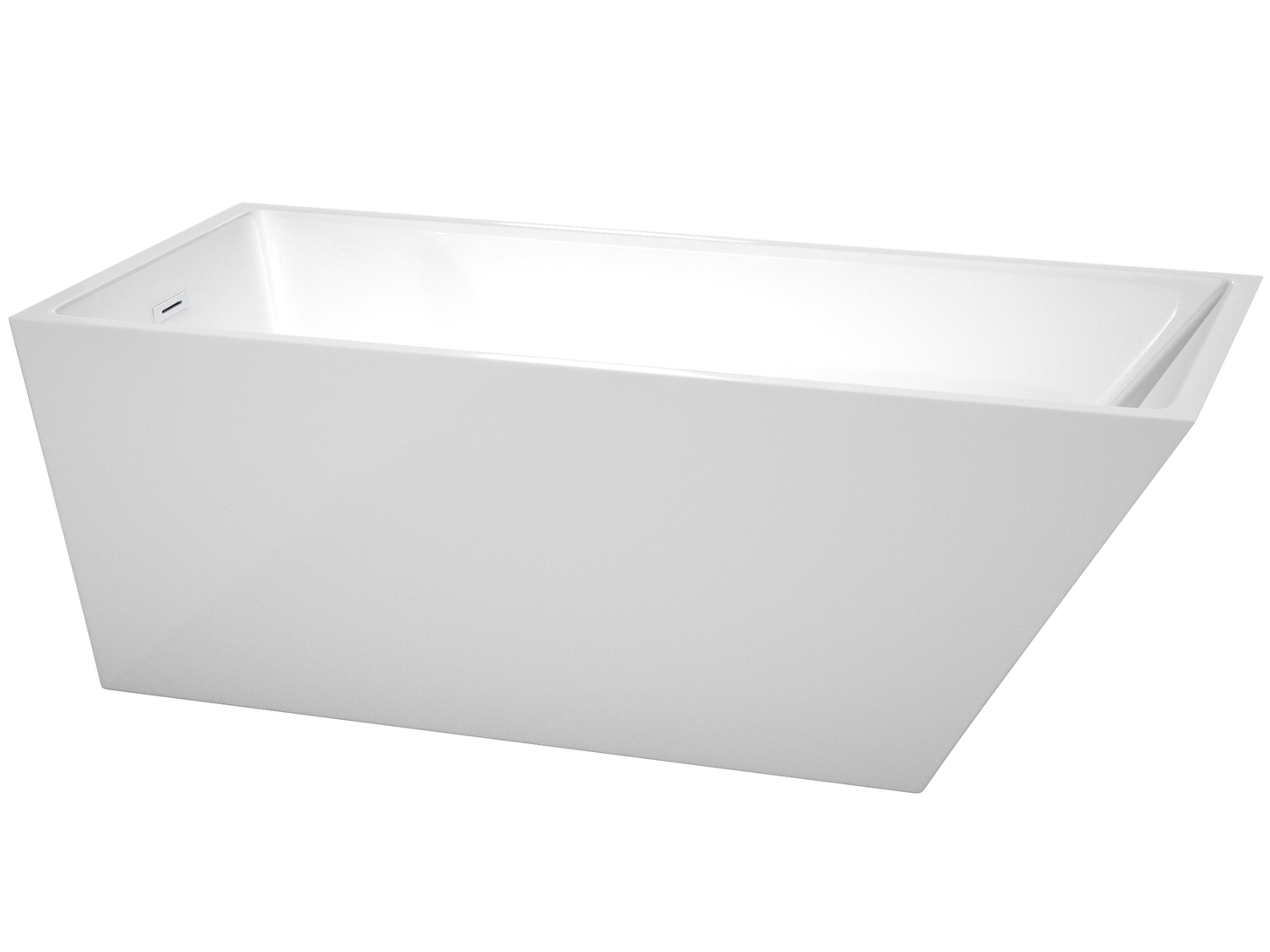 Wyndham Collection Hannah White Bathtub with Drain and Overflow