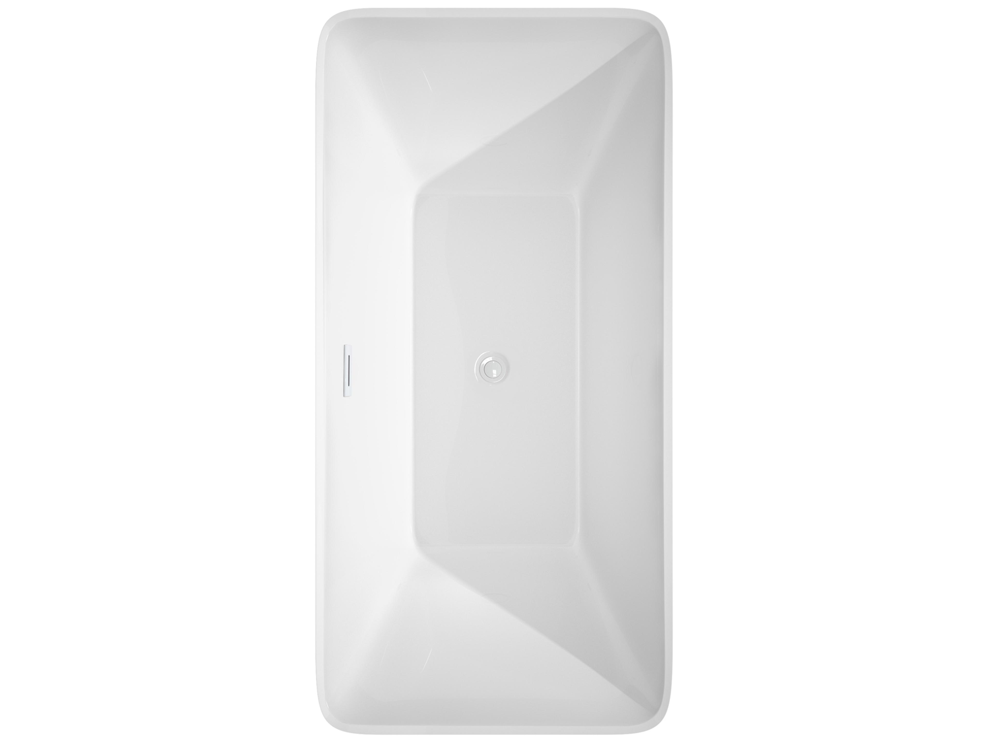 Wyndham Collection Tiffany White Bathtub with Shiny White Trim and Floor Mounted Faucet