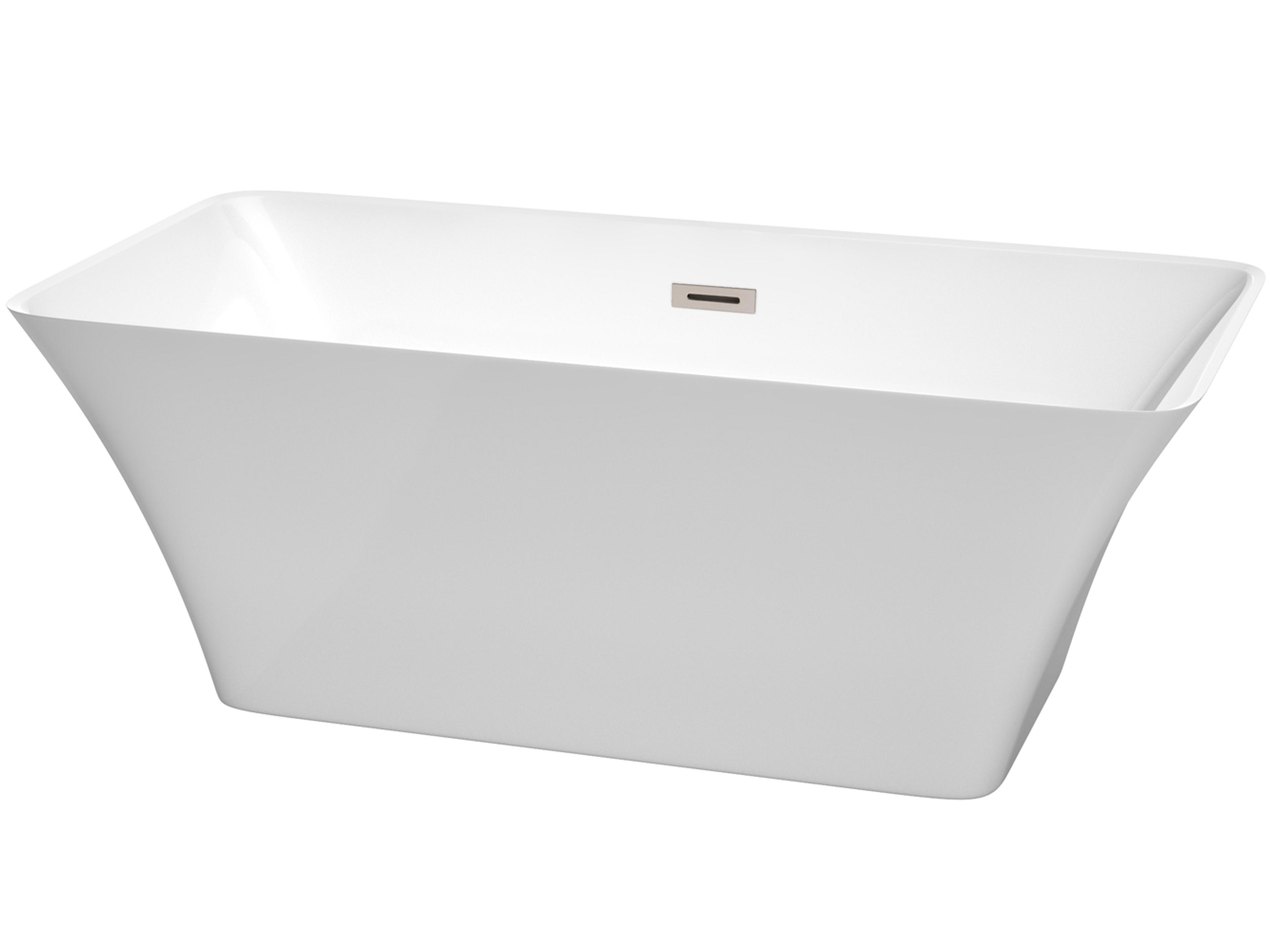 Wyndham Collection Tiffany White Bathtub with Drain and Overflow