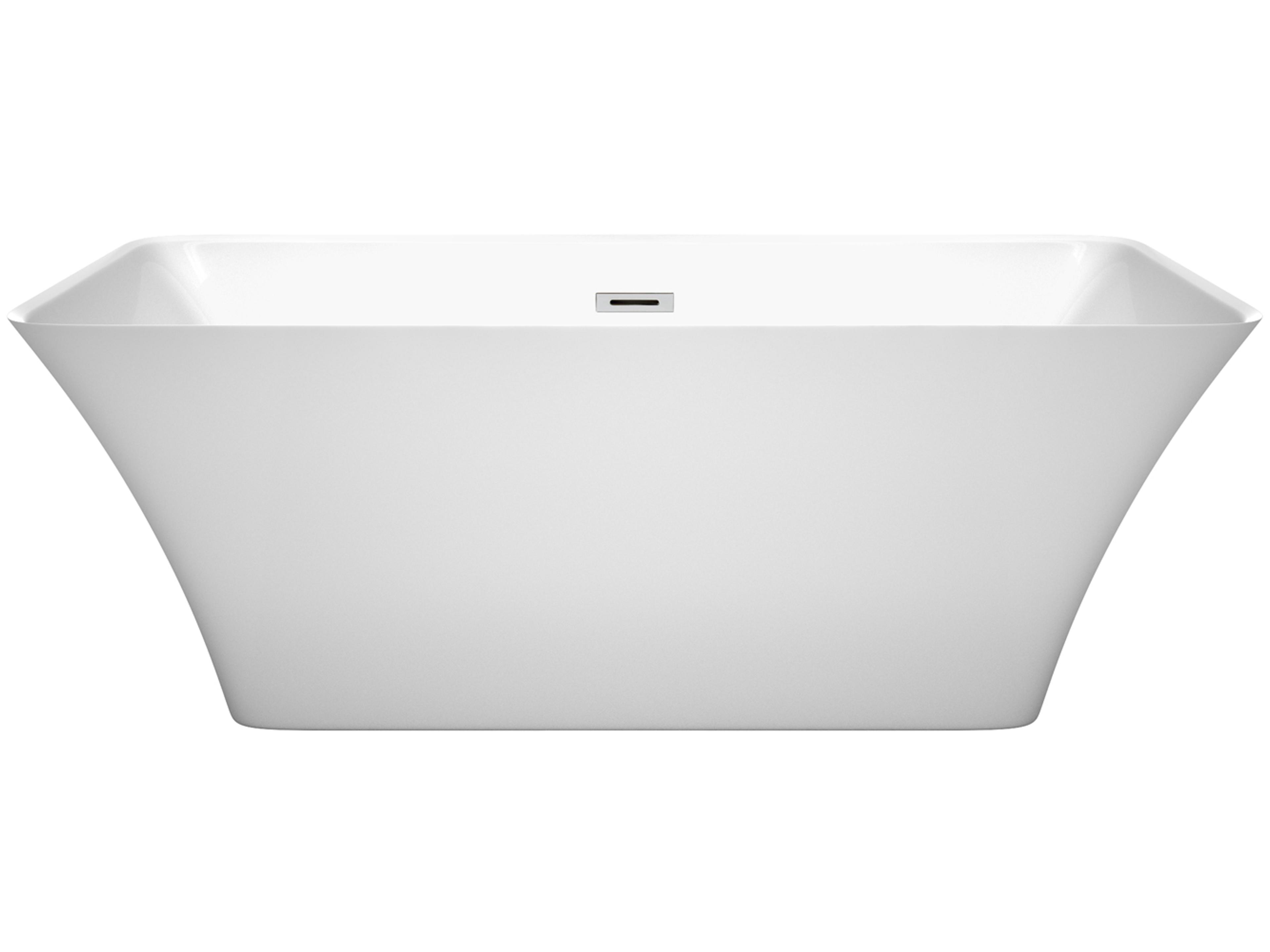 Wyndham Collection Tiffany White Bathtub with Drain and Overflow