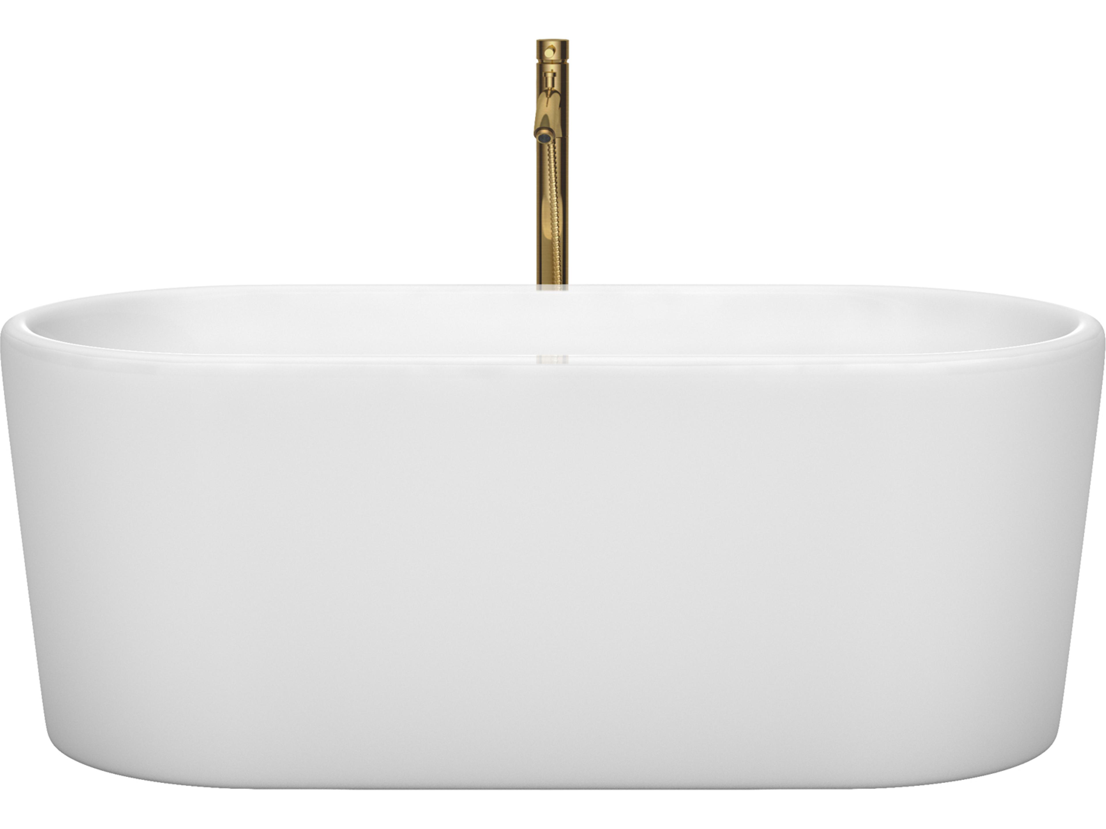 Wyndham Collection Ursula White Bathtub with Polished Chrome Trim and Floor Mounted Faucet
