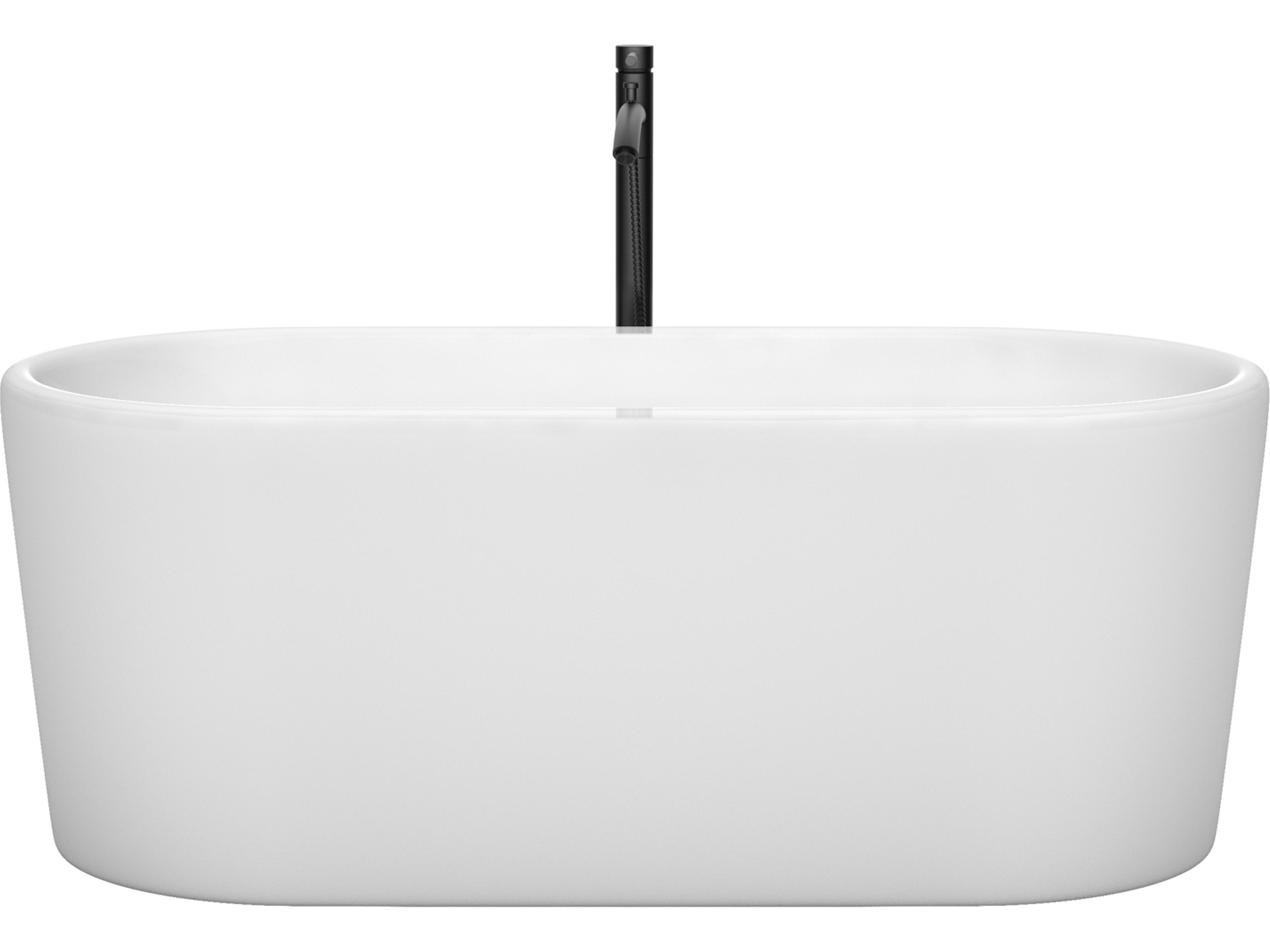 Wyndham Collection Ursula White Bathtub with Shiny White Trim and Floor Mounted Faucet
