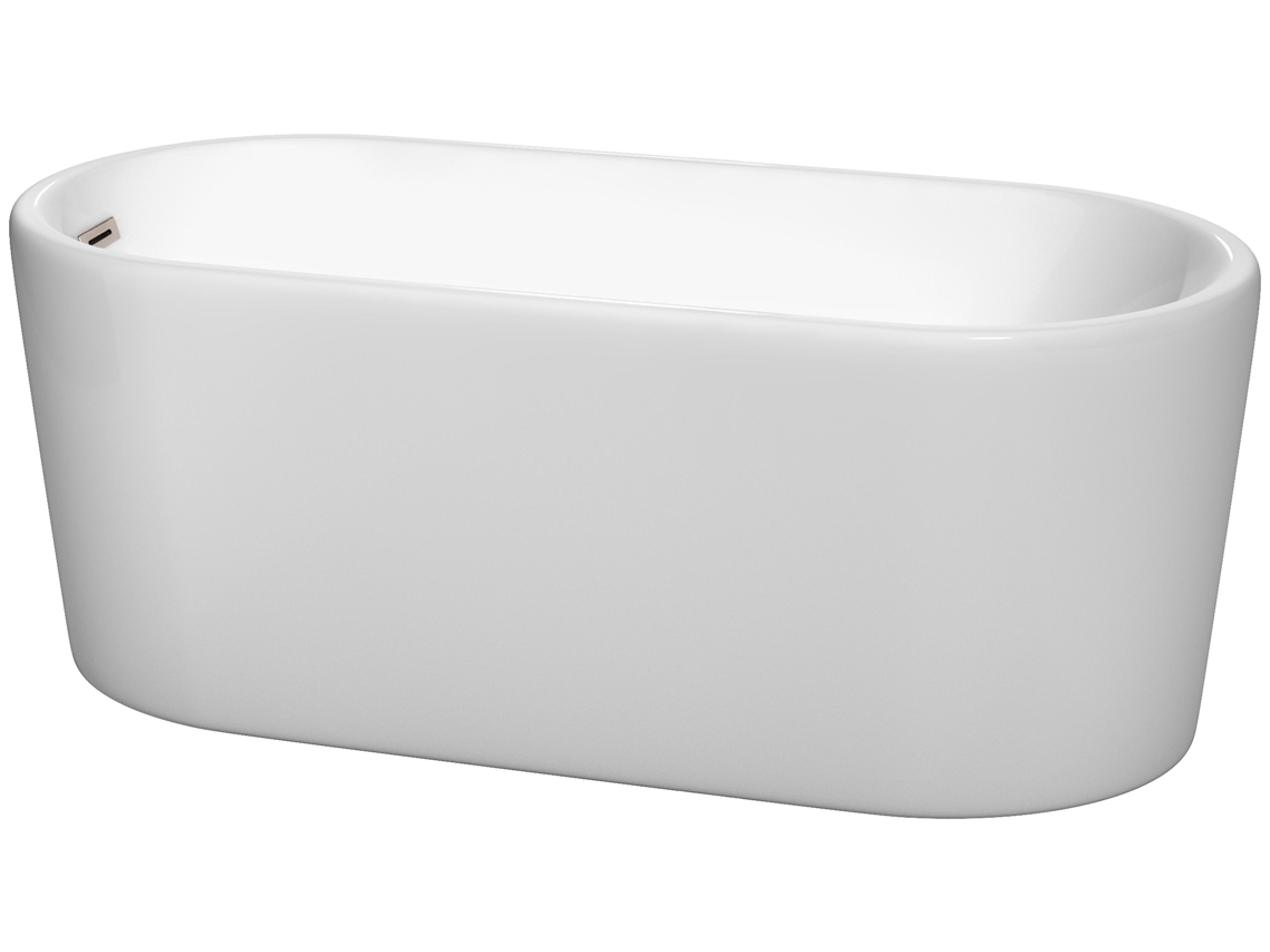 Wyndham Collection Ursula White Bathtub with Drain and Overflow