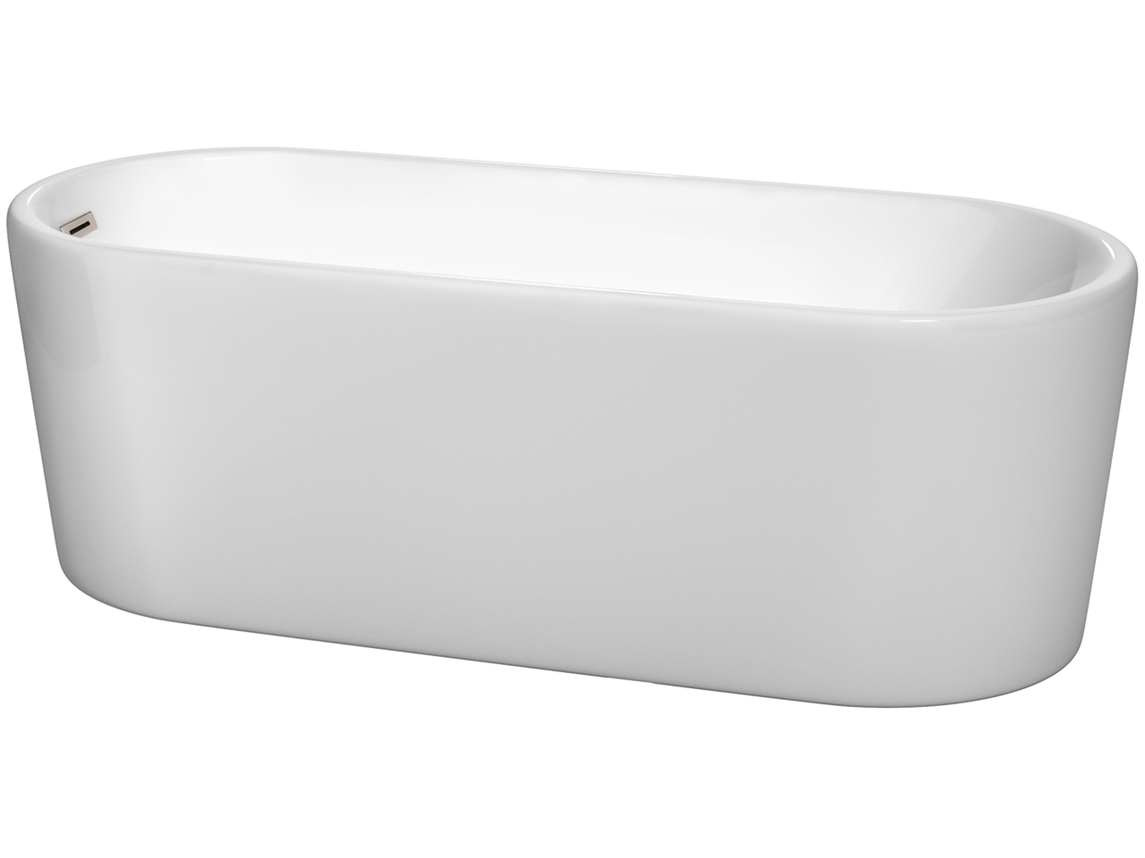 Wyndham Collection Ursula White Bathtub with Drain and Overflow