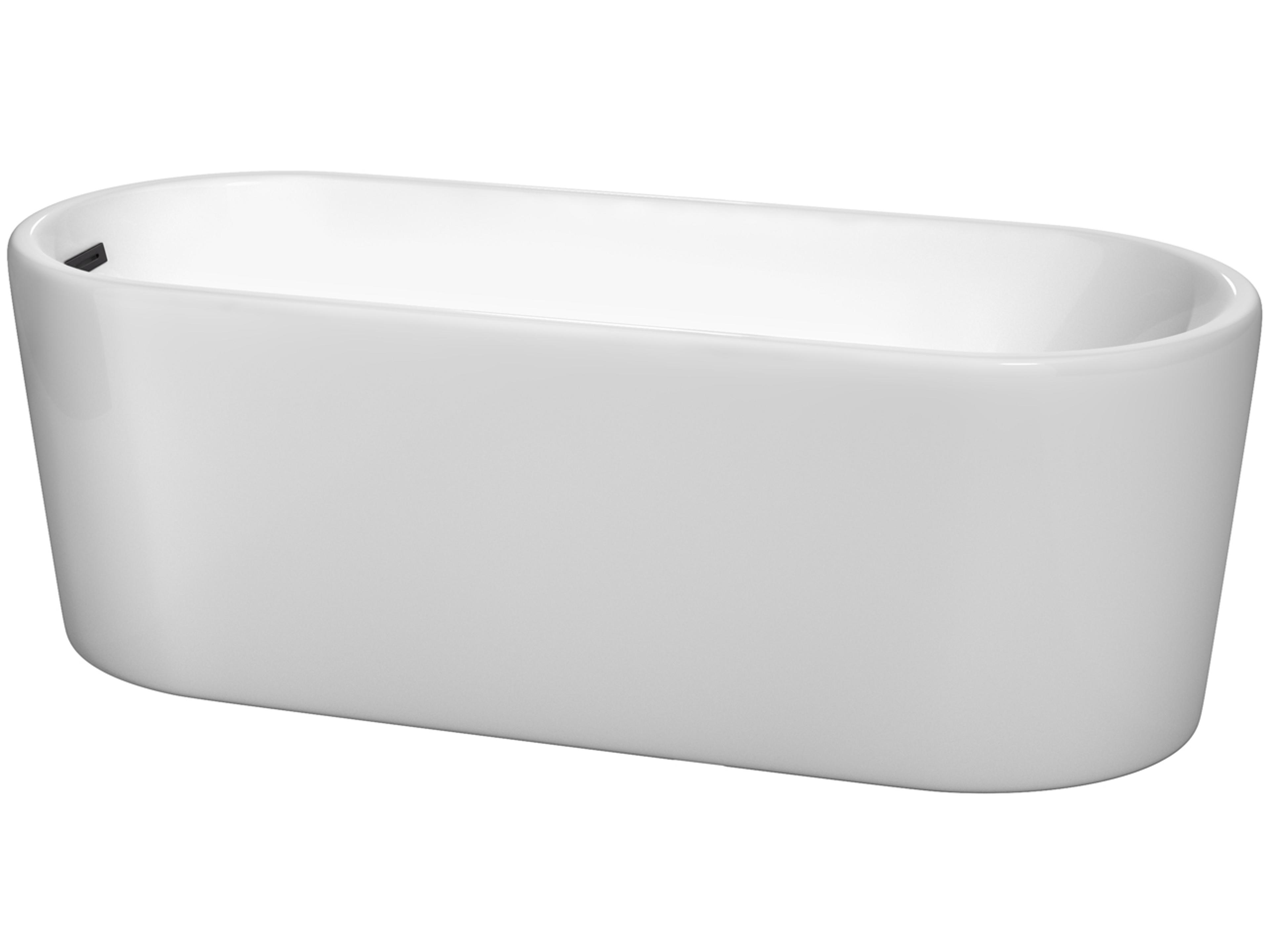 Wyndham Collection Ursula White Bathtub with Drain and Overflow