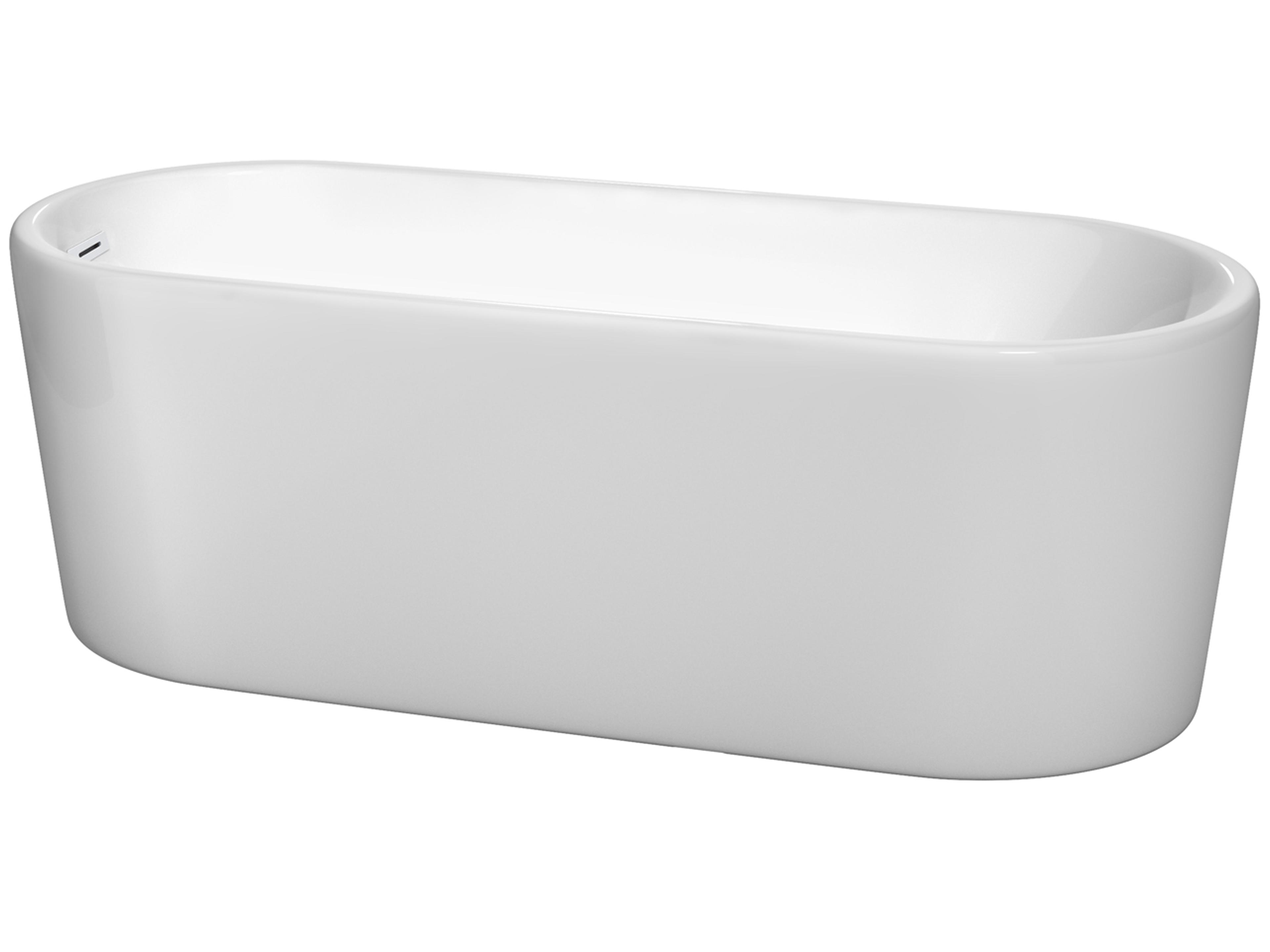 Wyndham Collection Ursula White Bathtub with Drain and Overflow