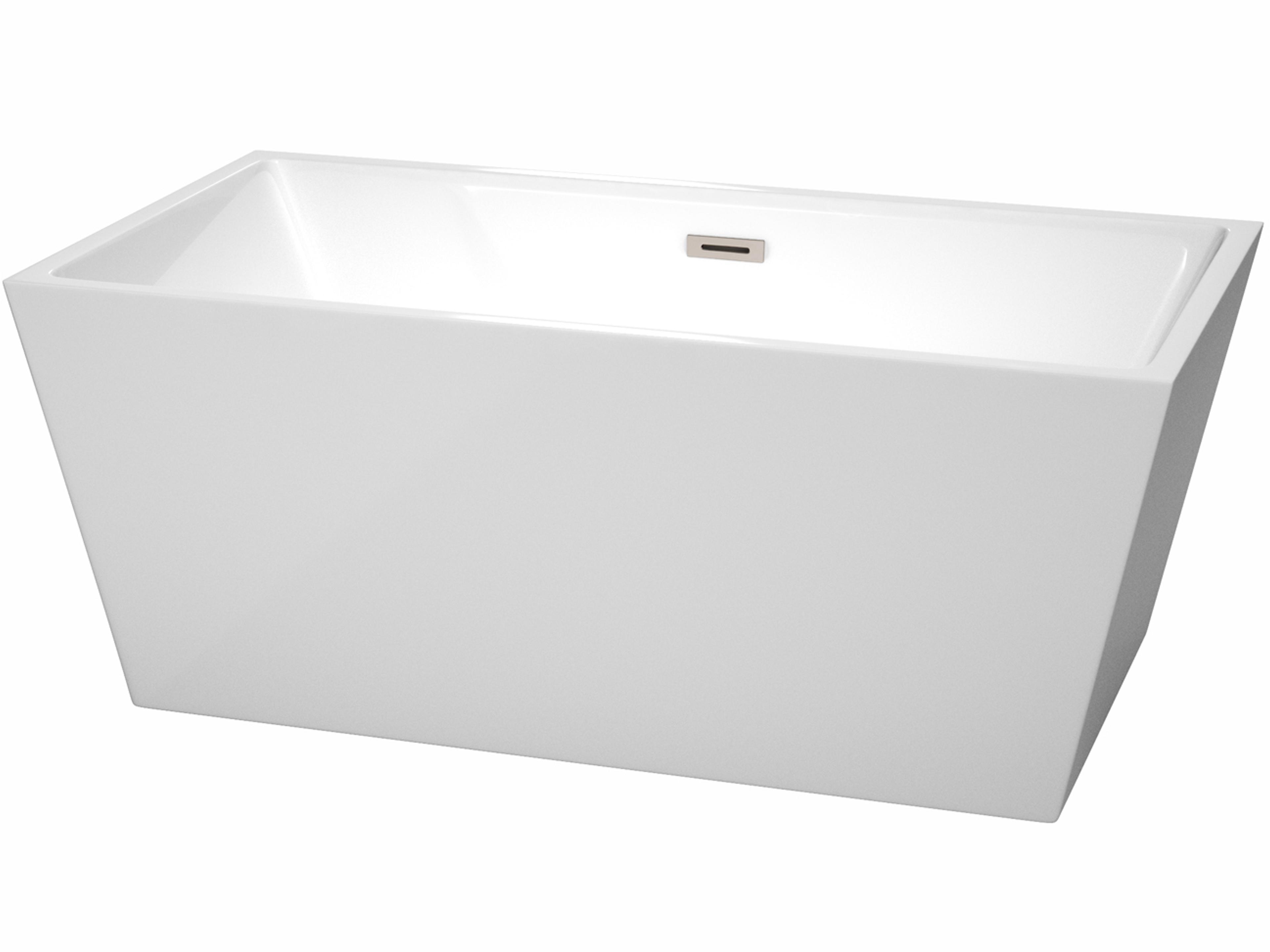 Wyndham Collection Sara White Bathtub with Drain and Overflow