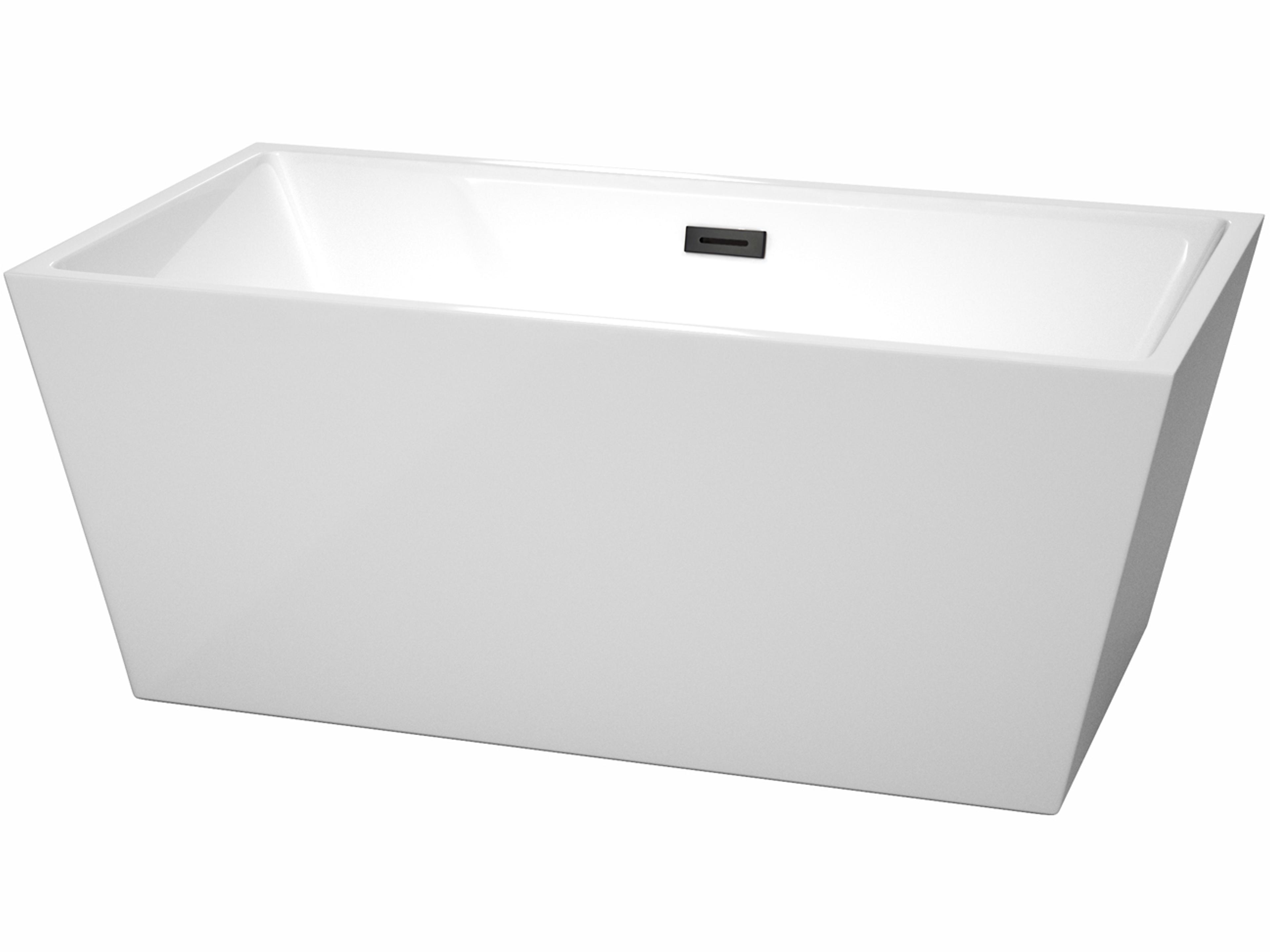 Wyndham Collection Sara White Bathtub with Drain and Overflow