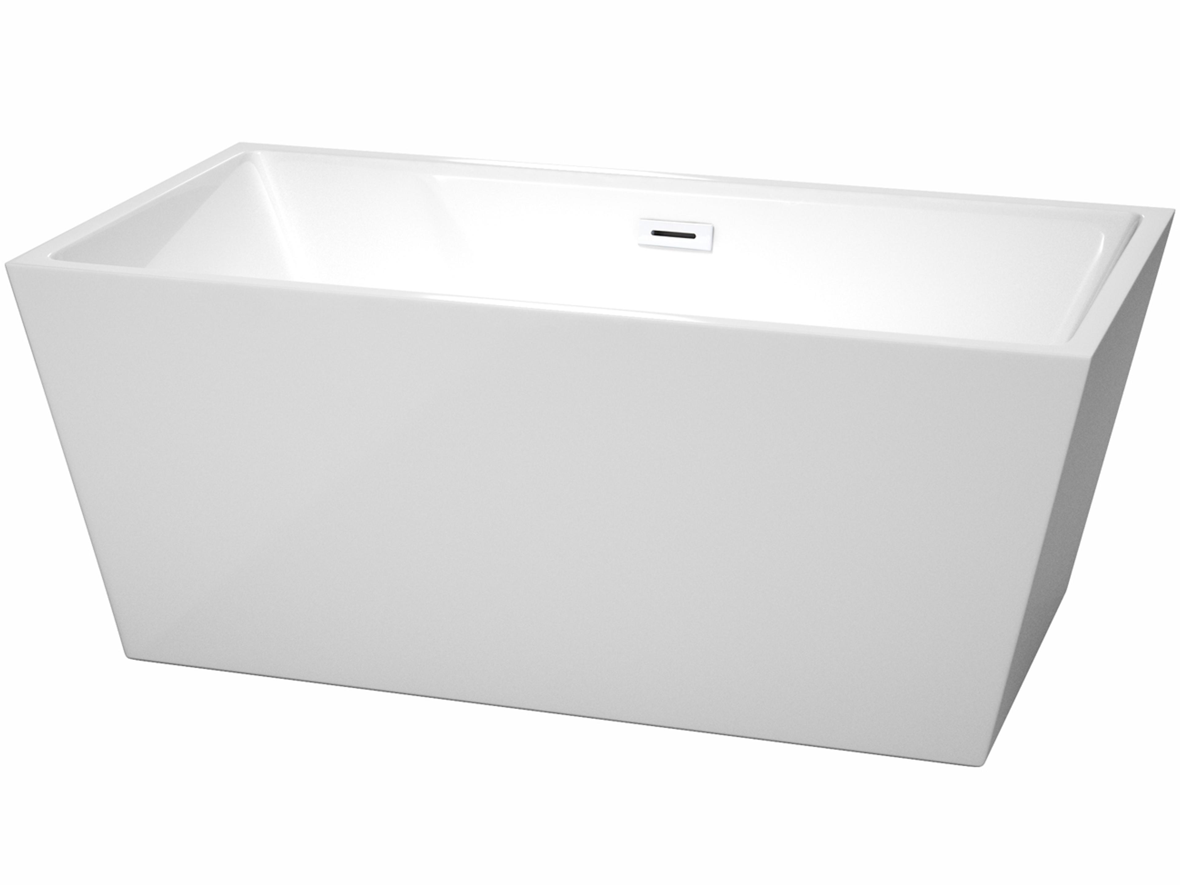 Wyndham Collection Sara White Bathtub with Drain and Overflow