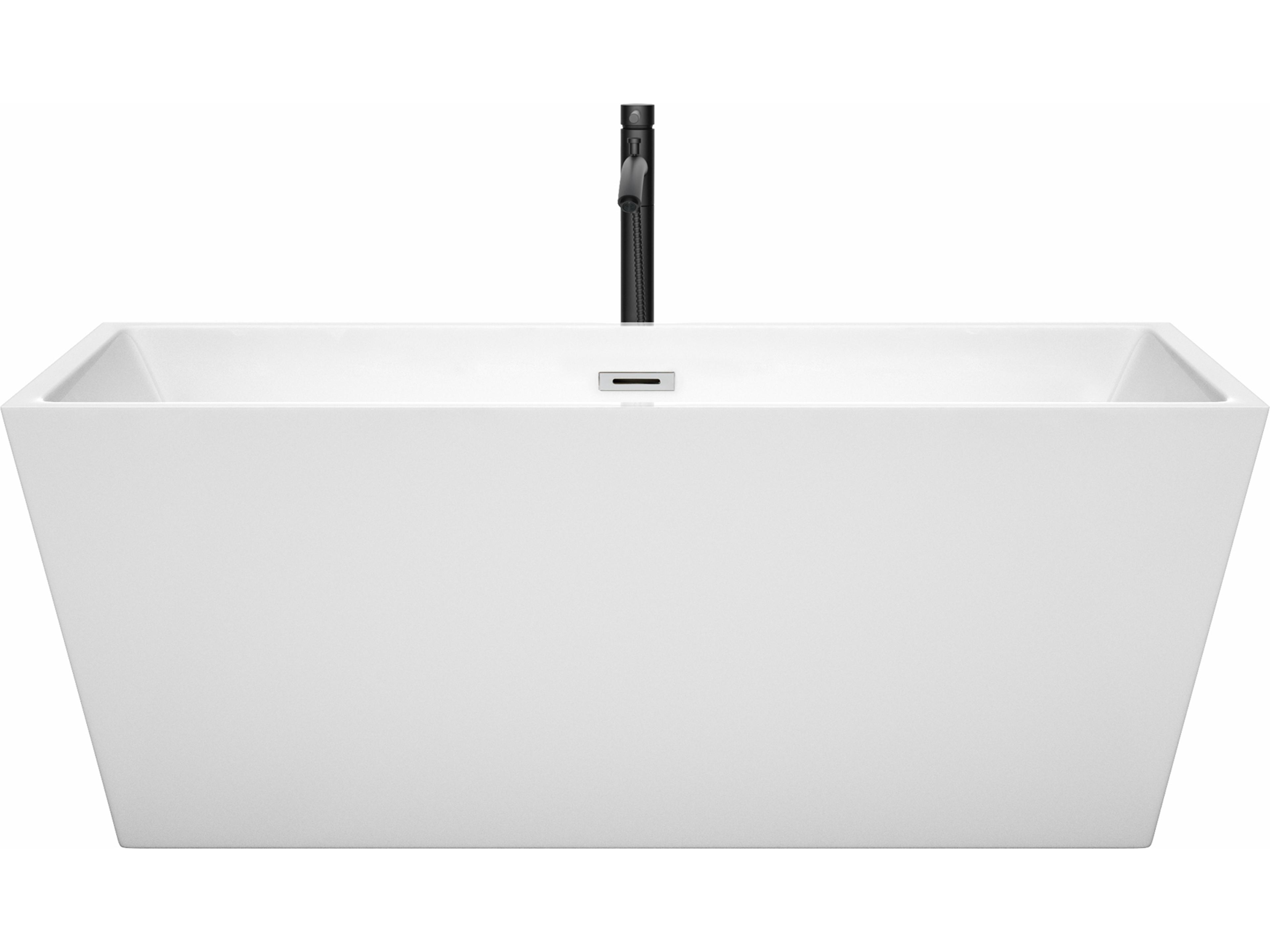 Wyndham Collection Sara White Bathtub with Polished Chrome Trim and Floor Mounted Faucet