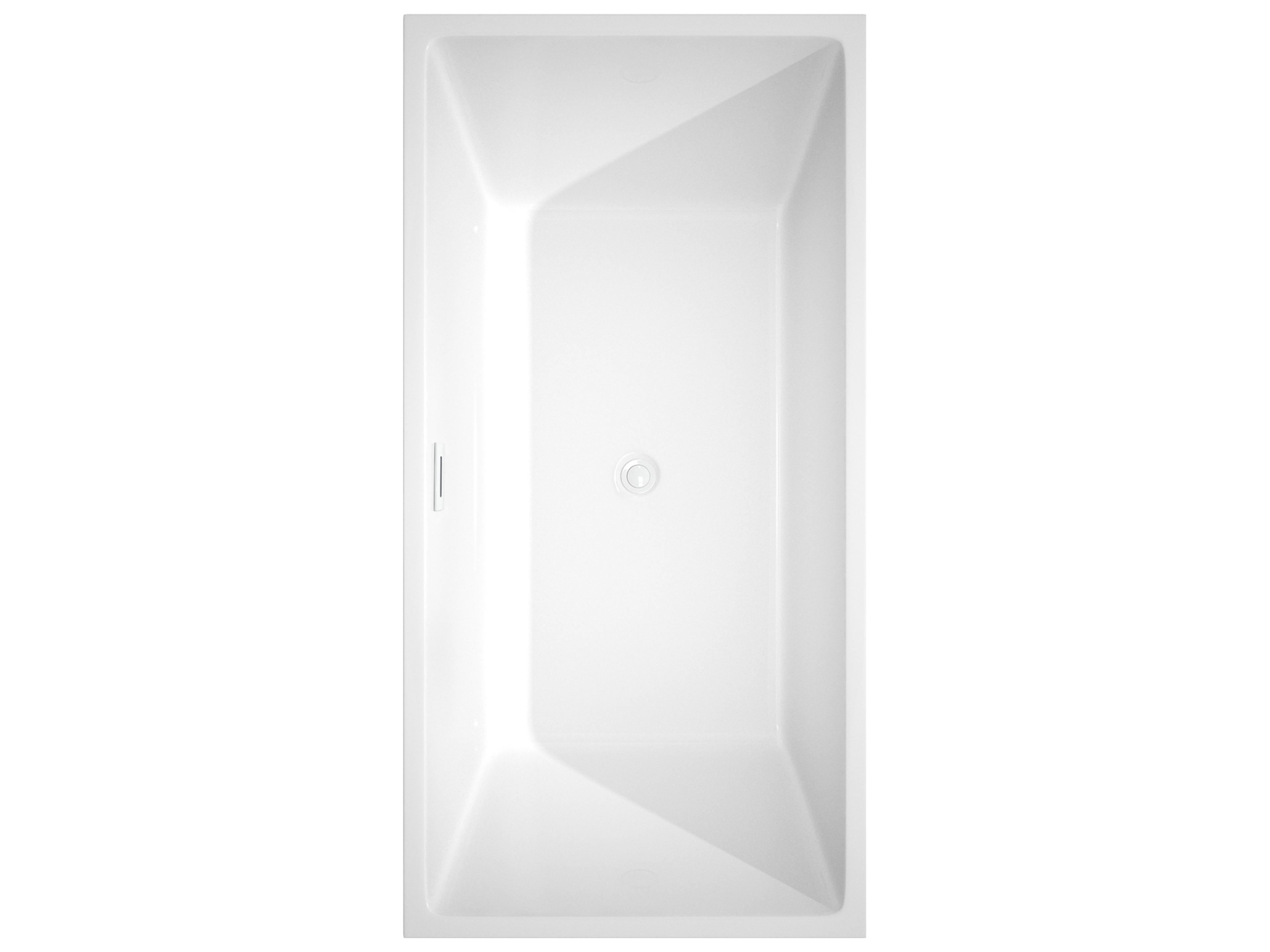 Wyndham Collection Sara White Bathtub with Shiny White Trim and Floor Mounted Faucet