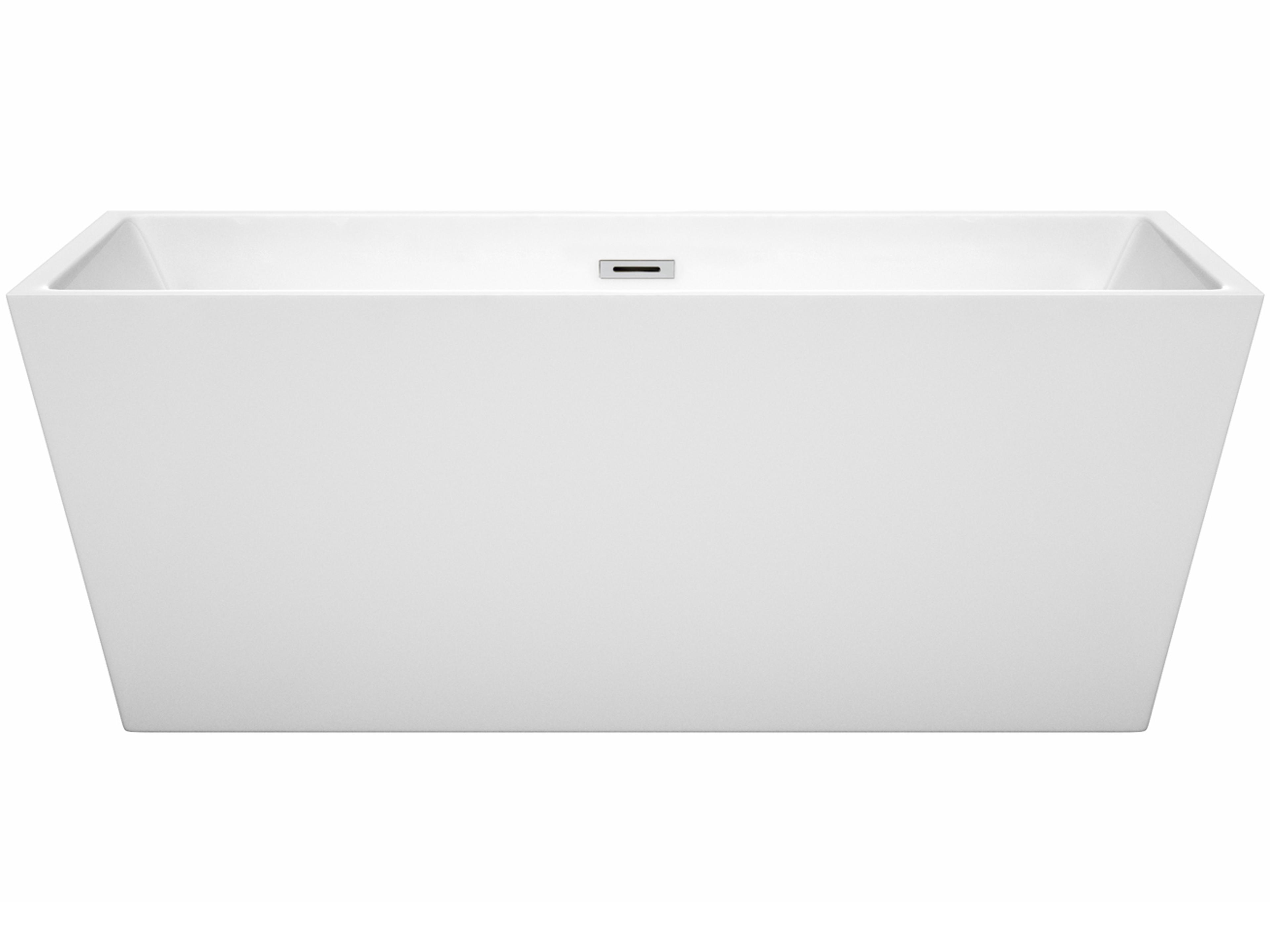 Wyndham Collection Sara White Bathtub with Drain and Overflow