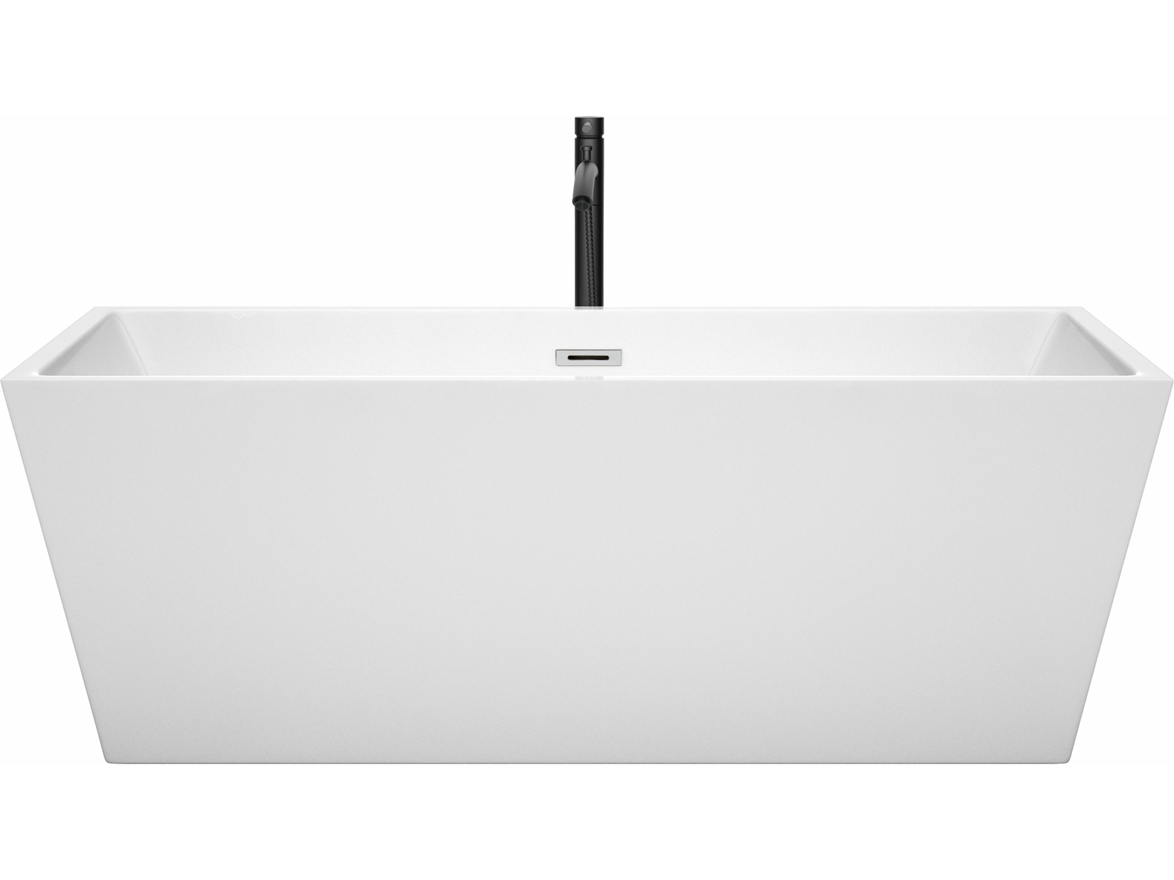 Wyndham Collection Sara White Bathtub with Polished Chrome Trim and Floor Mounted Faucet