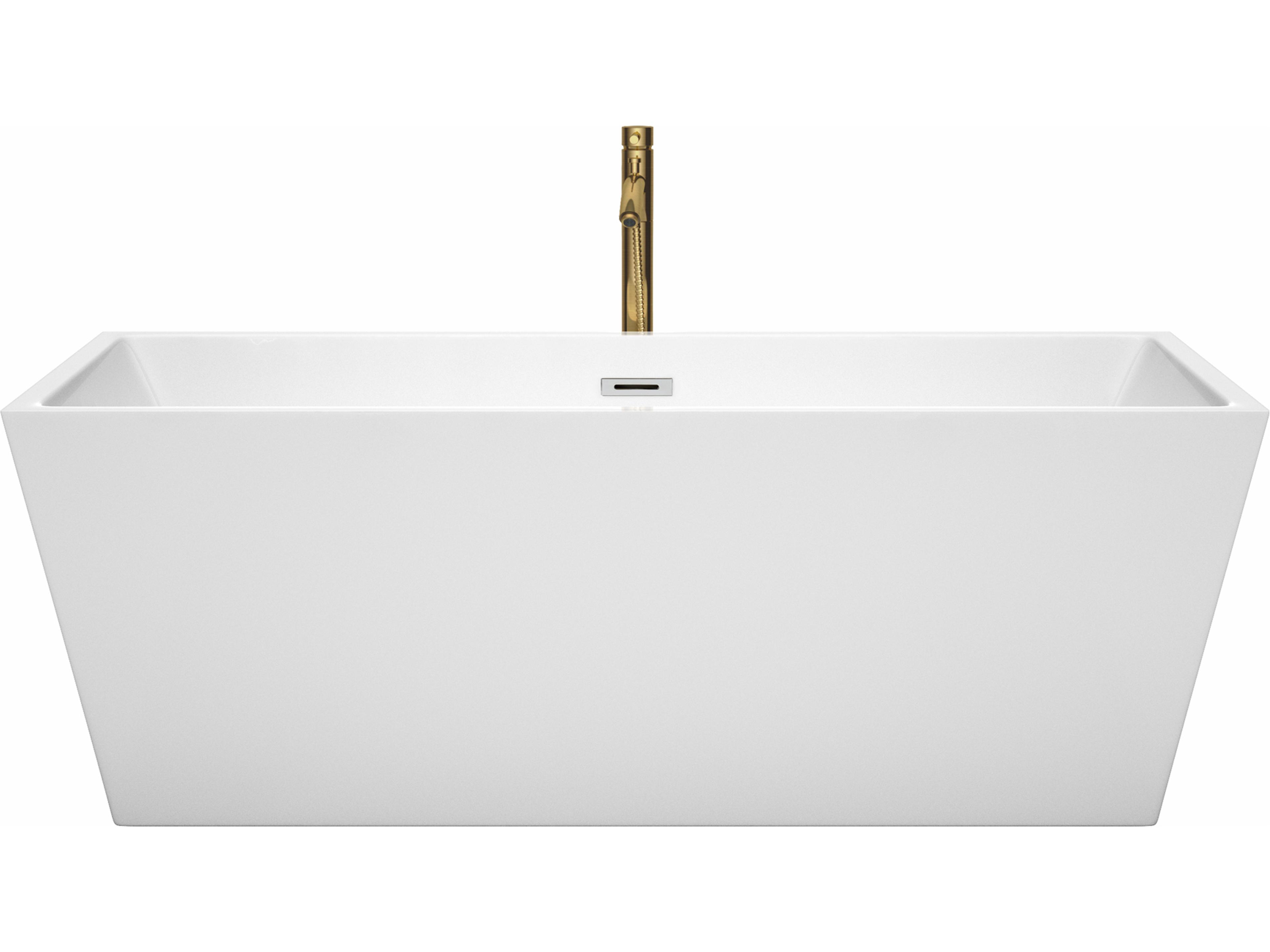 Wyndham Collection Sara White Bathtub with Polished Chrome Trim and Floor Mounted Faucet