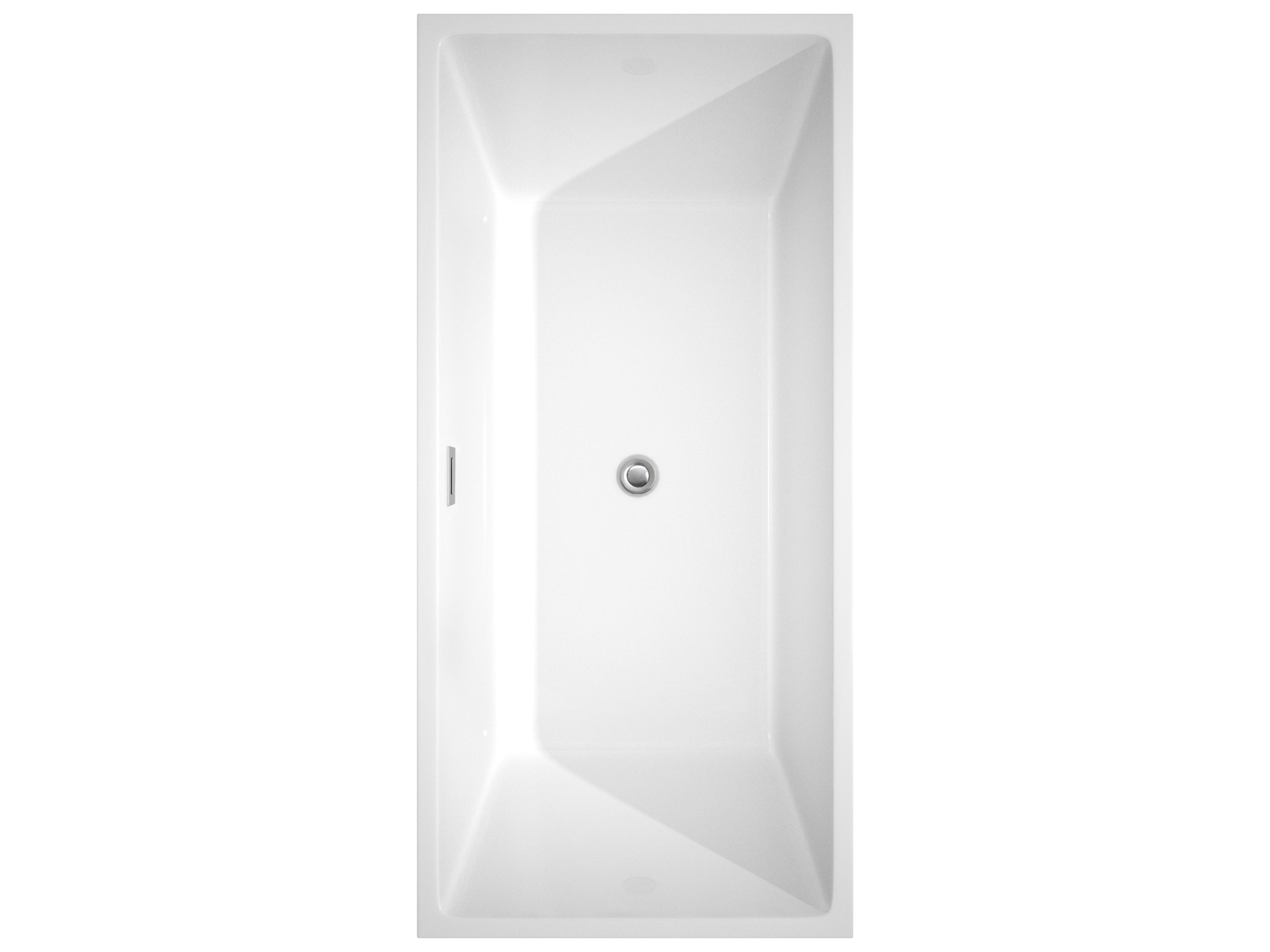 Wyndham Collection Sara White Bathtub with Polished Chrome Trim and Floor Mounted Faucet