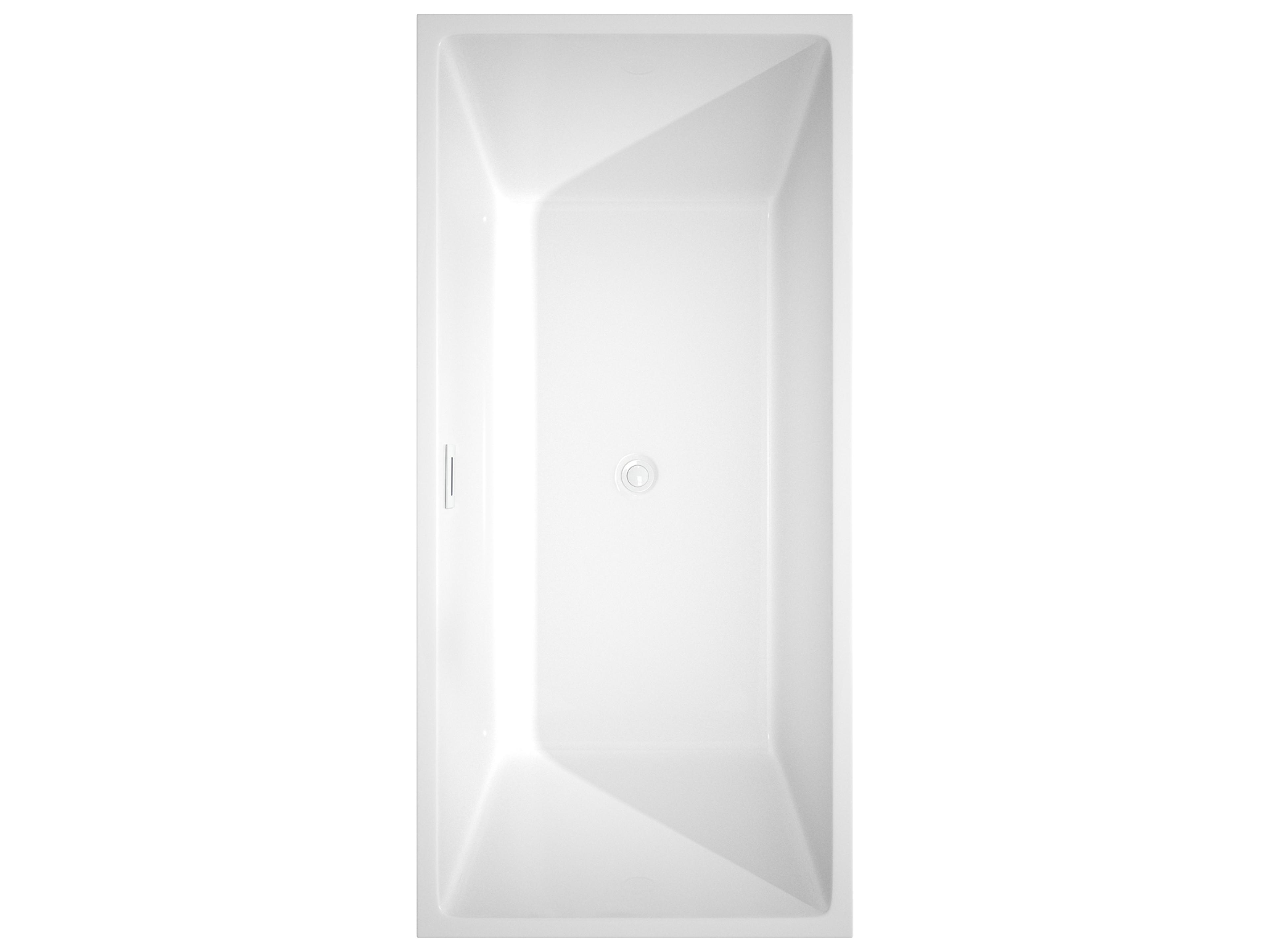 Wyndham Collection Sara White Bathtub with Shiny White Trim and Floor Mounted Faucet