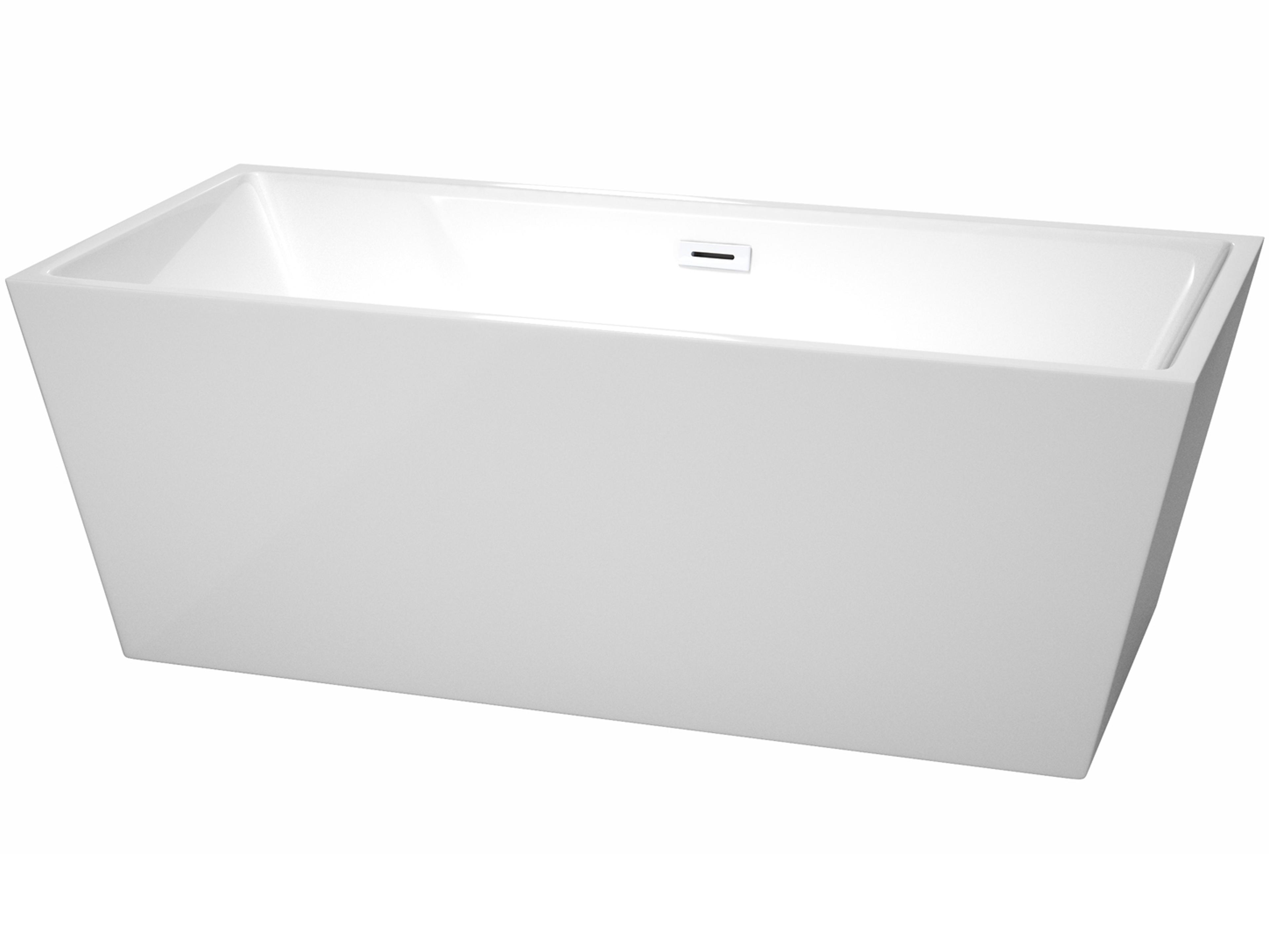 Wyndham Collection Sara White Bathtub with Drain and Overflow