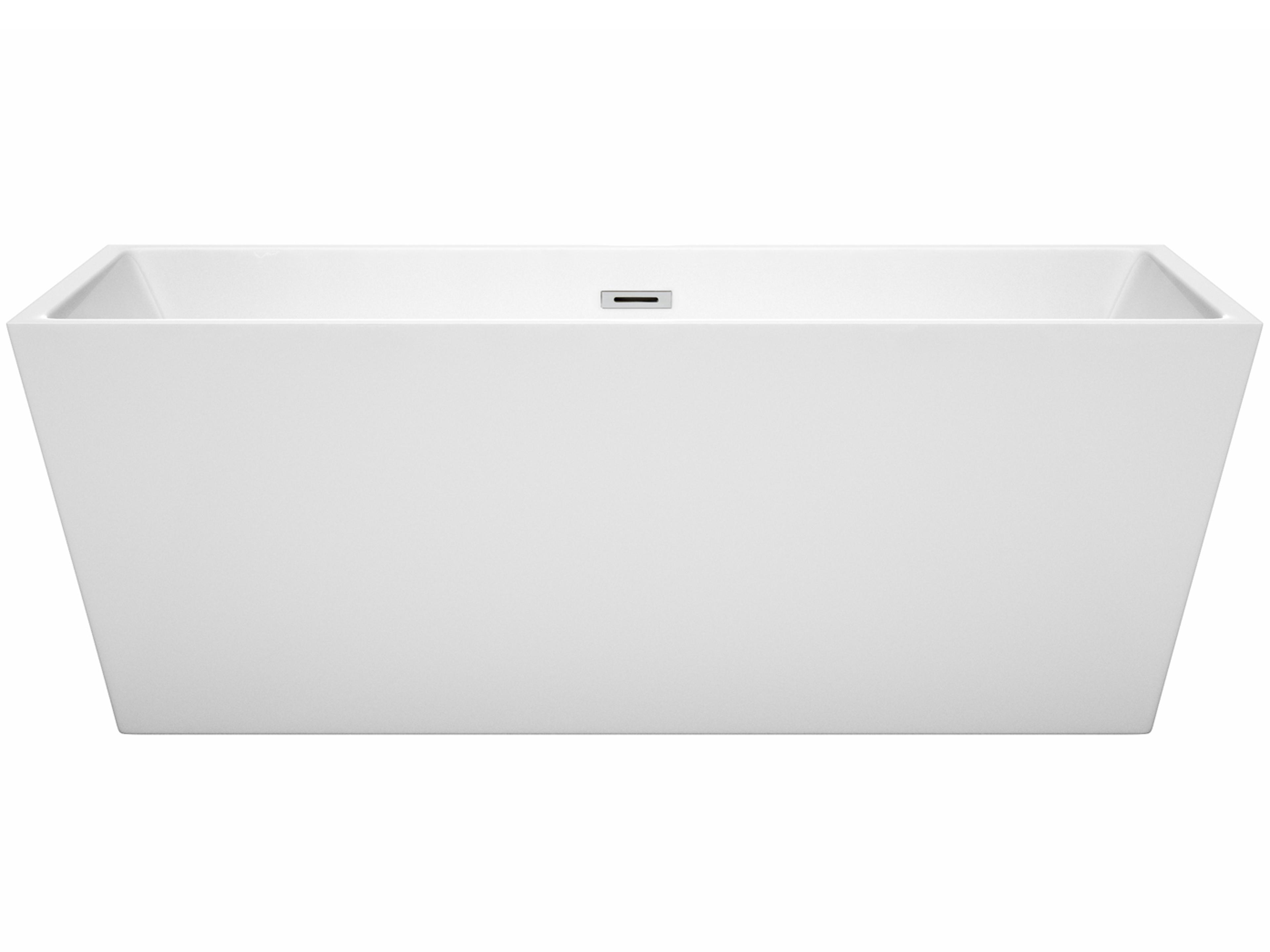 Wyndham Collection Sara White Bathtub with Drain and Overflow