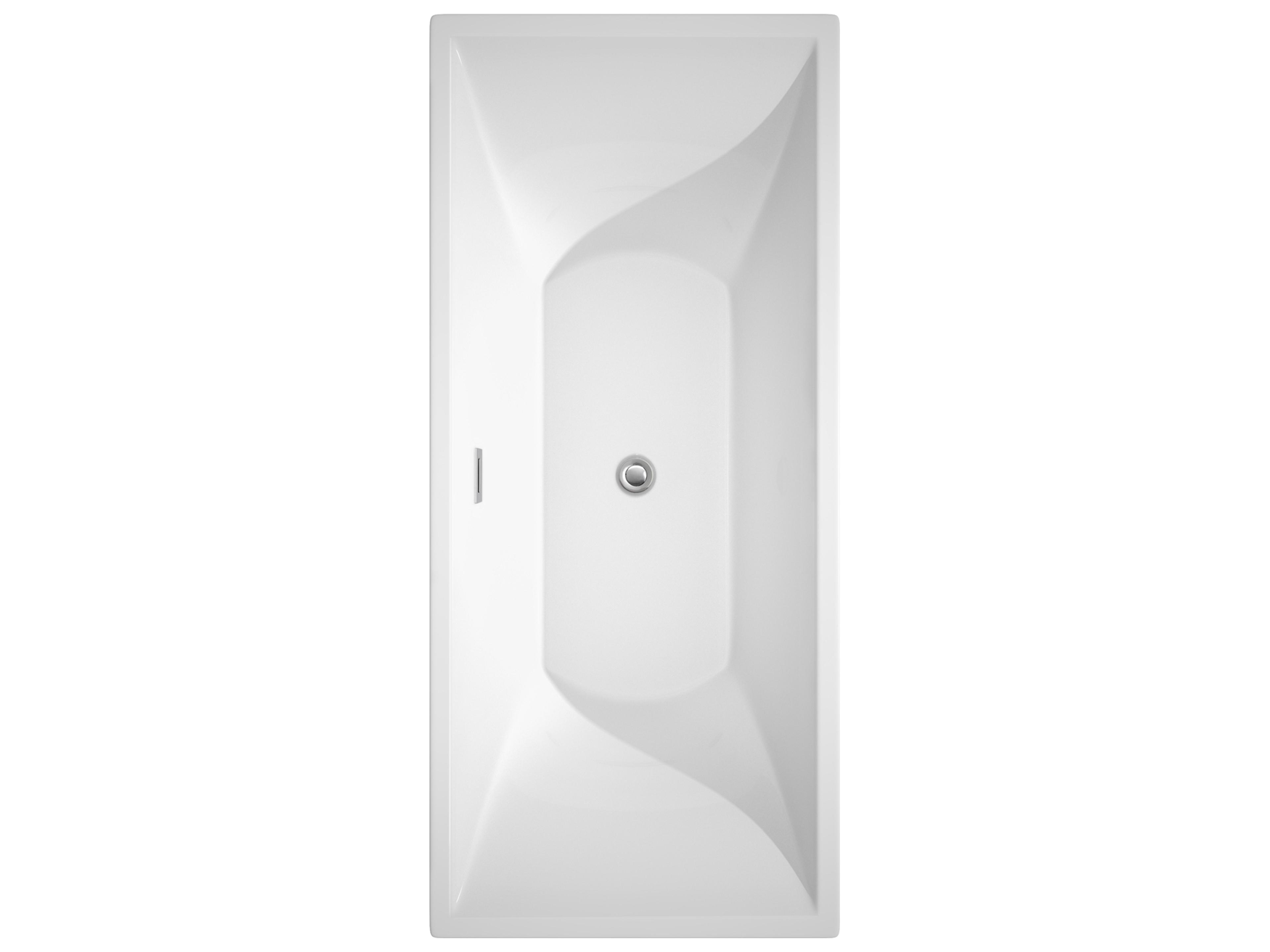 Wyndham Collection Maryam White Bathtub with Polished Chrome Trim and Floor Mounted Faucet