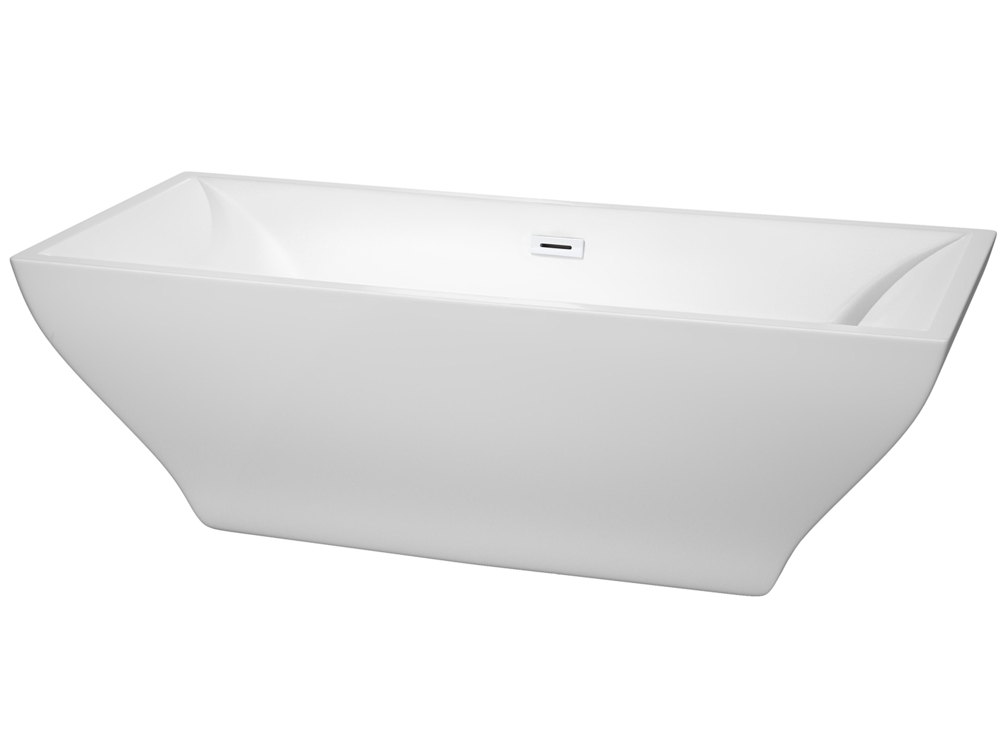 Wyndham Collection Maryam White Bathtub with Drain and Overflow