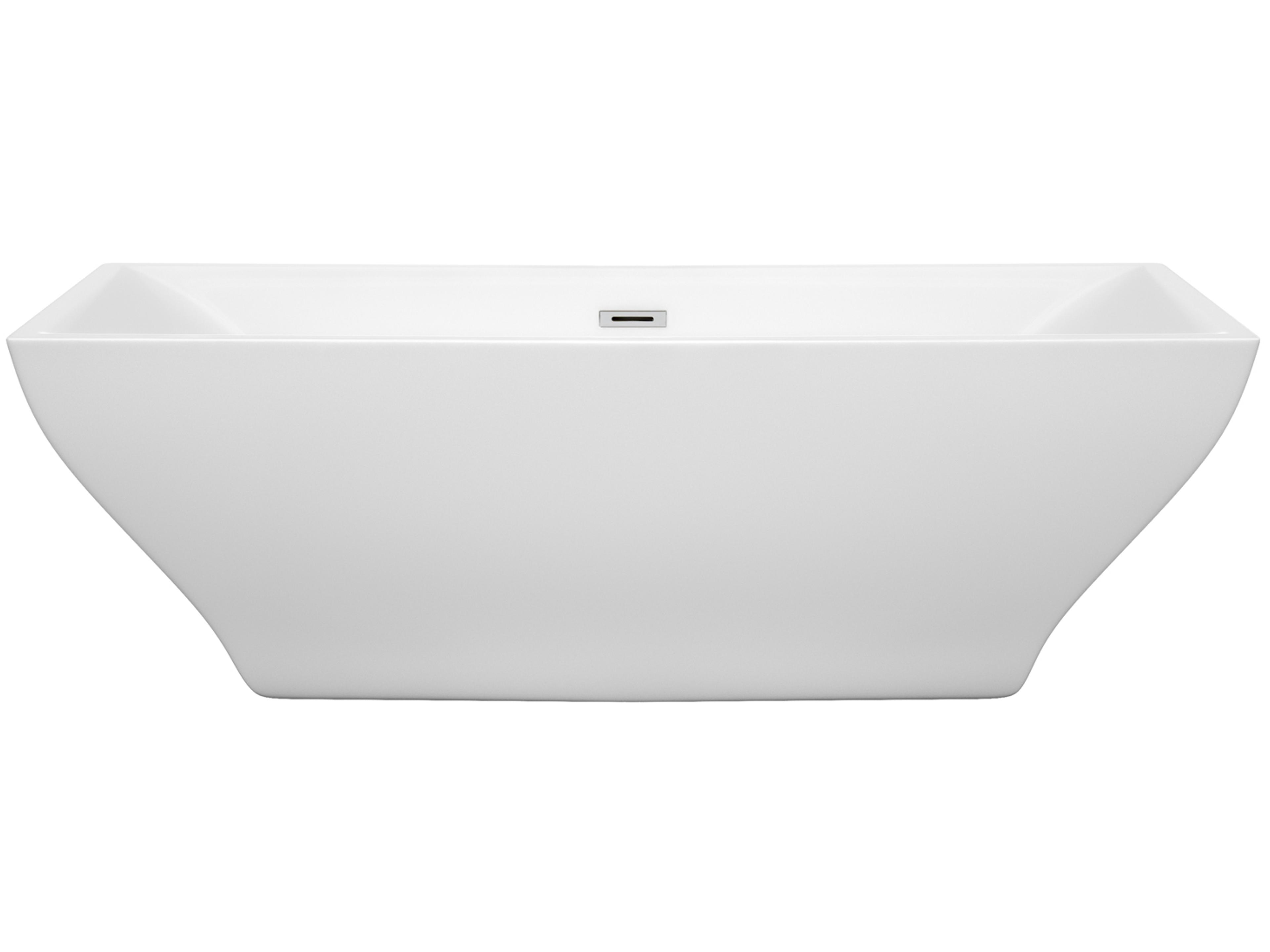 Wyndham Collection Maryam White Bathtub with Drain and Overflow