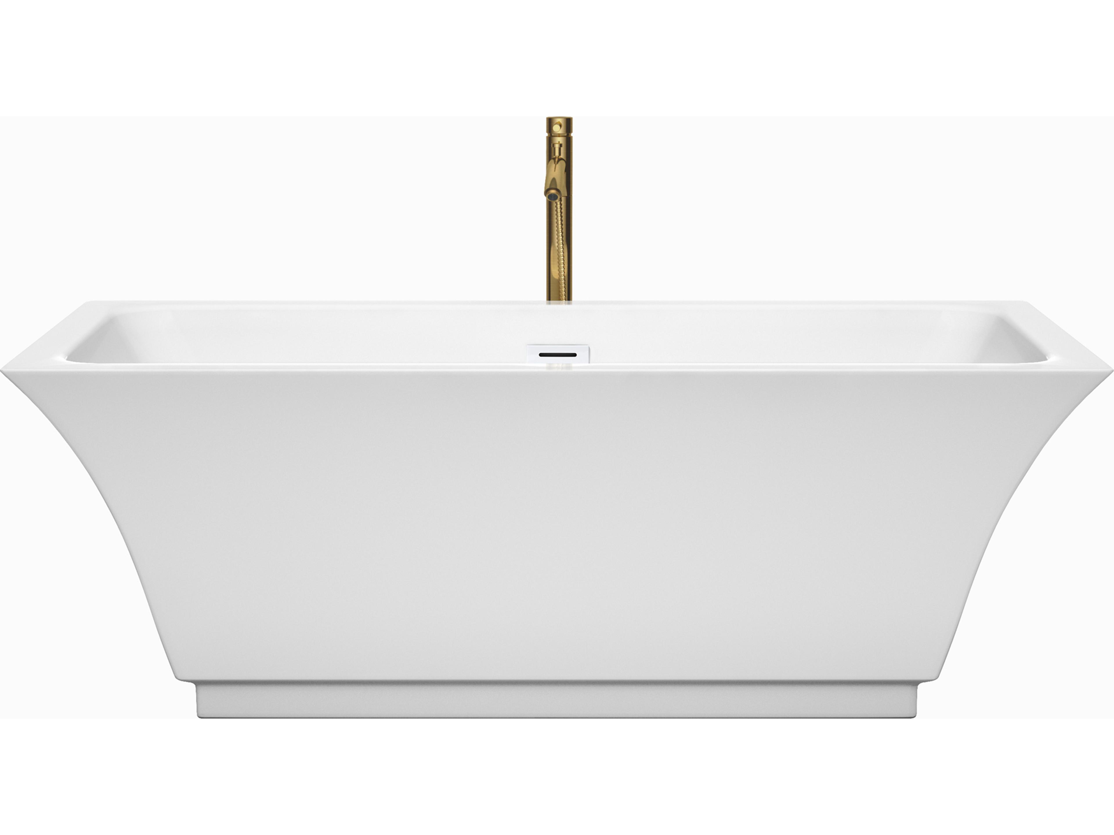 Wyndham Collection Galina White Bathtub with Shiny White Trim and Floor Mounted Faucet