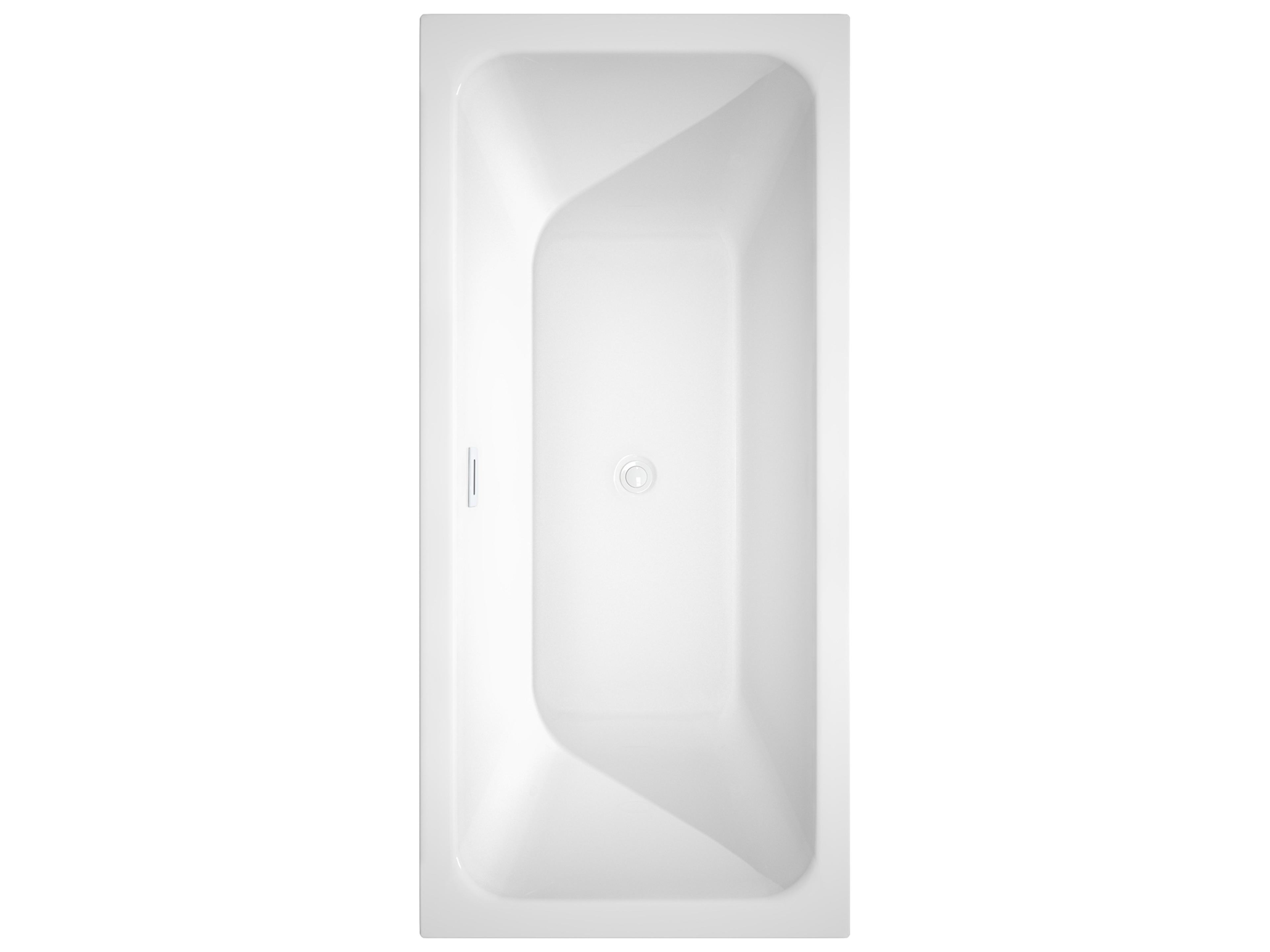 Wyndham Collection Galina White Bathtub with Shiny White Trim and Floor Mounted Faucet