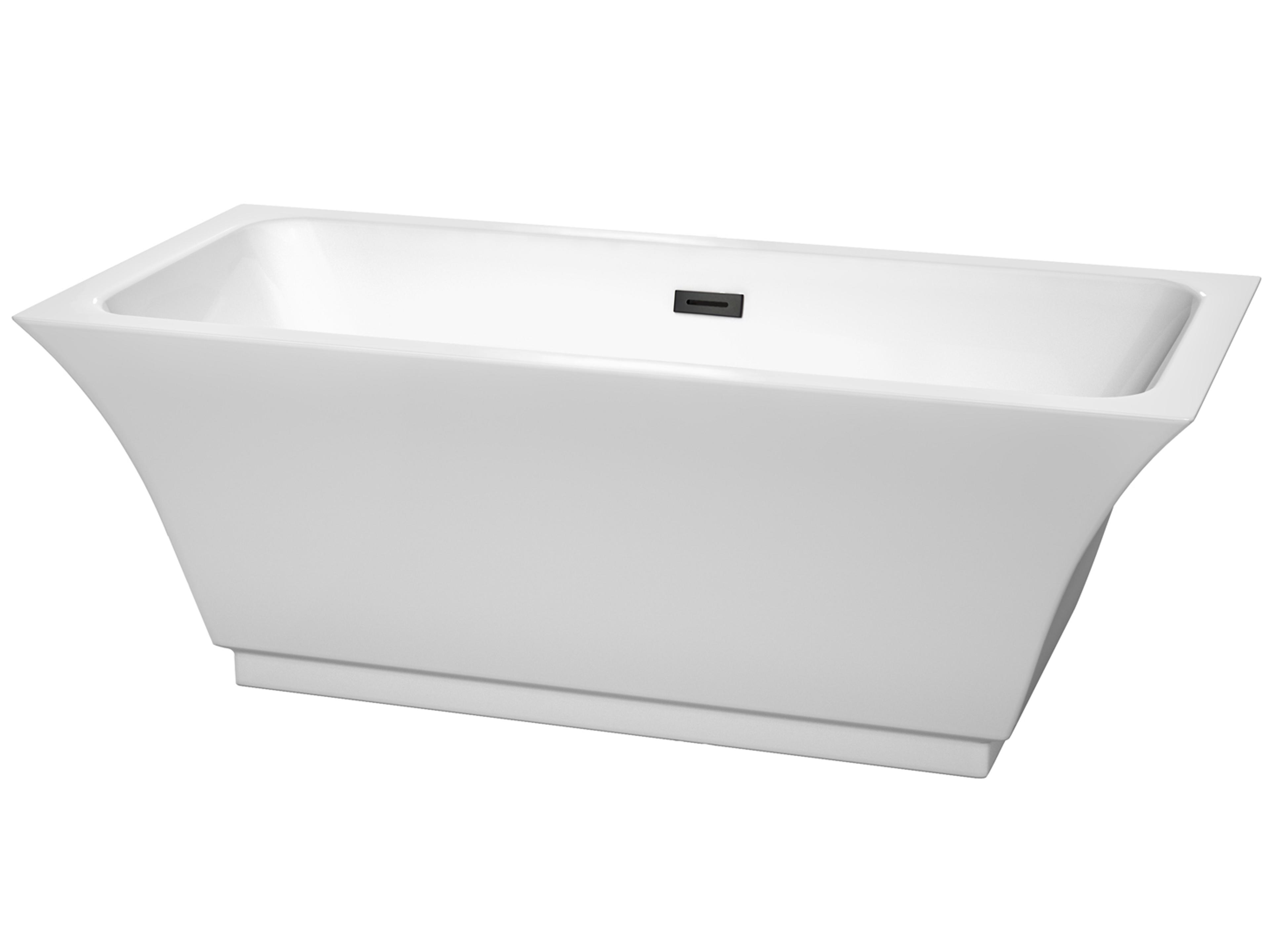 Wyndham Collection Galina White Bathtub with Drain and Overflow
