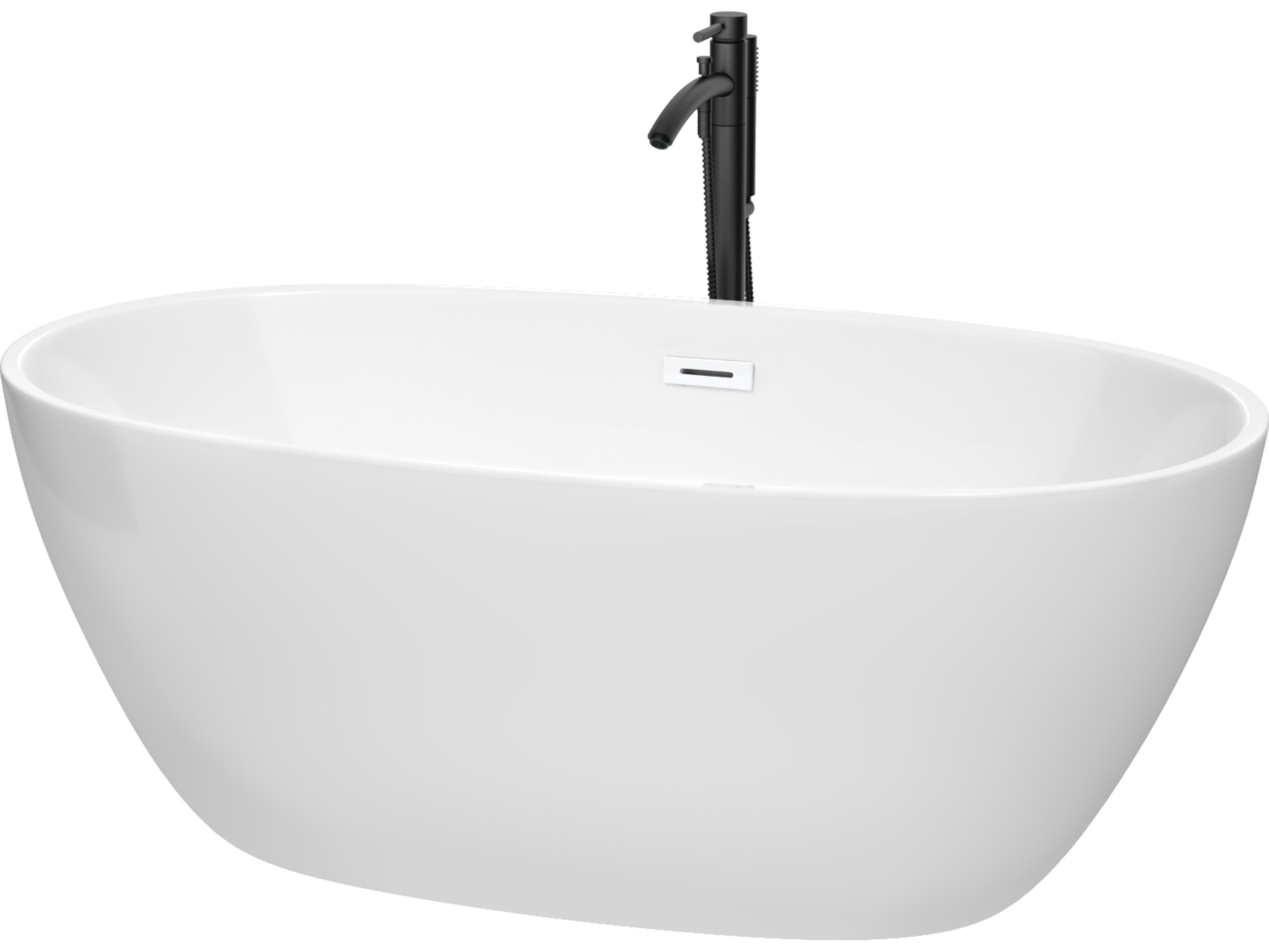 Juno White Bathtub with Shiny White Trim and Floor Mounted Faucet