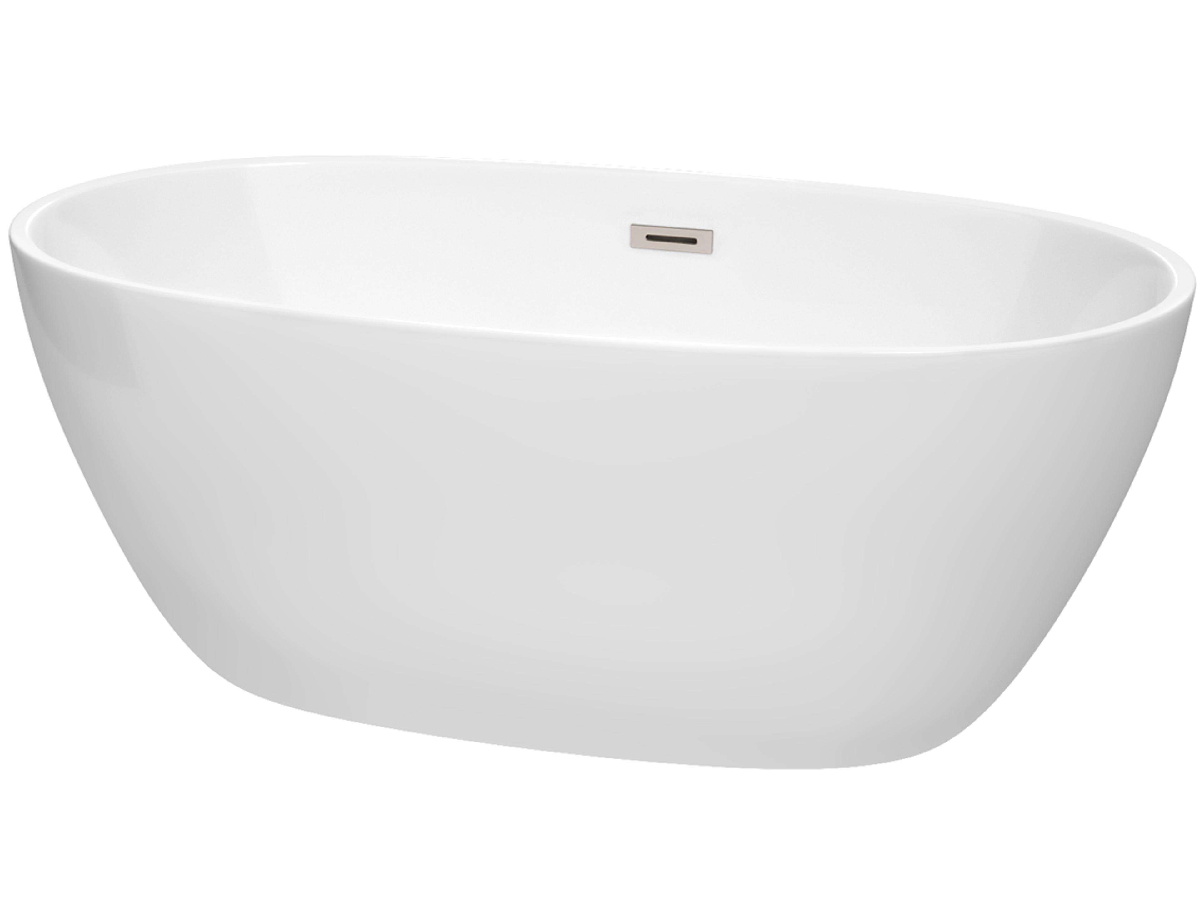 Wyndham Collection Juno White Bathtub with Drain and Overflow
