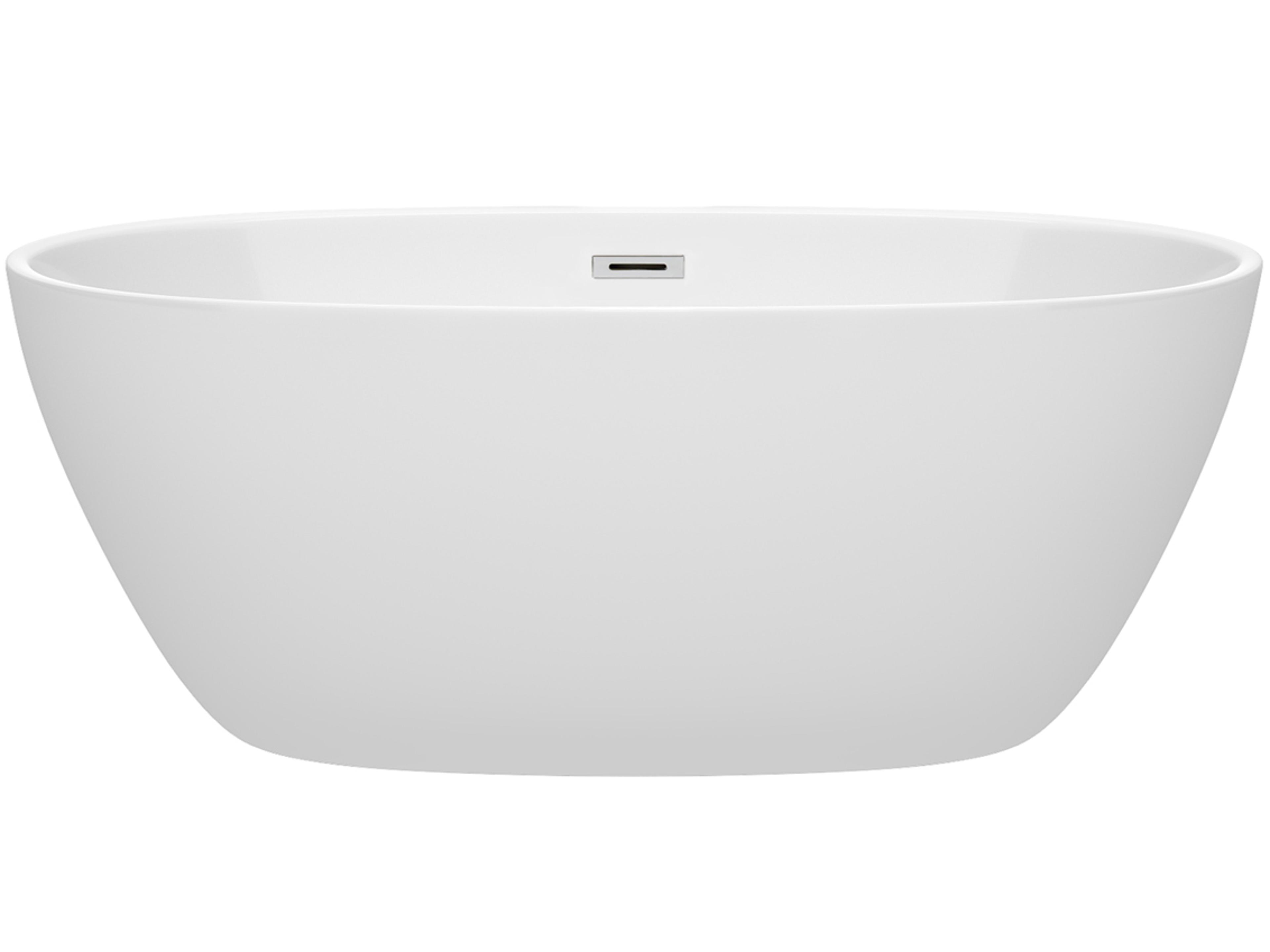 Wyndham Collection Juno White Bathtub with Drain and Overflow