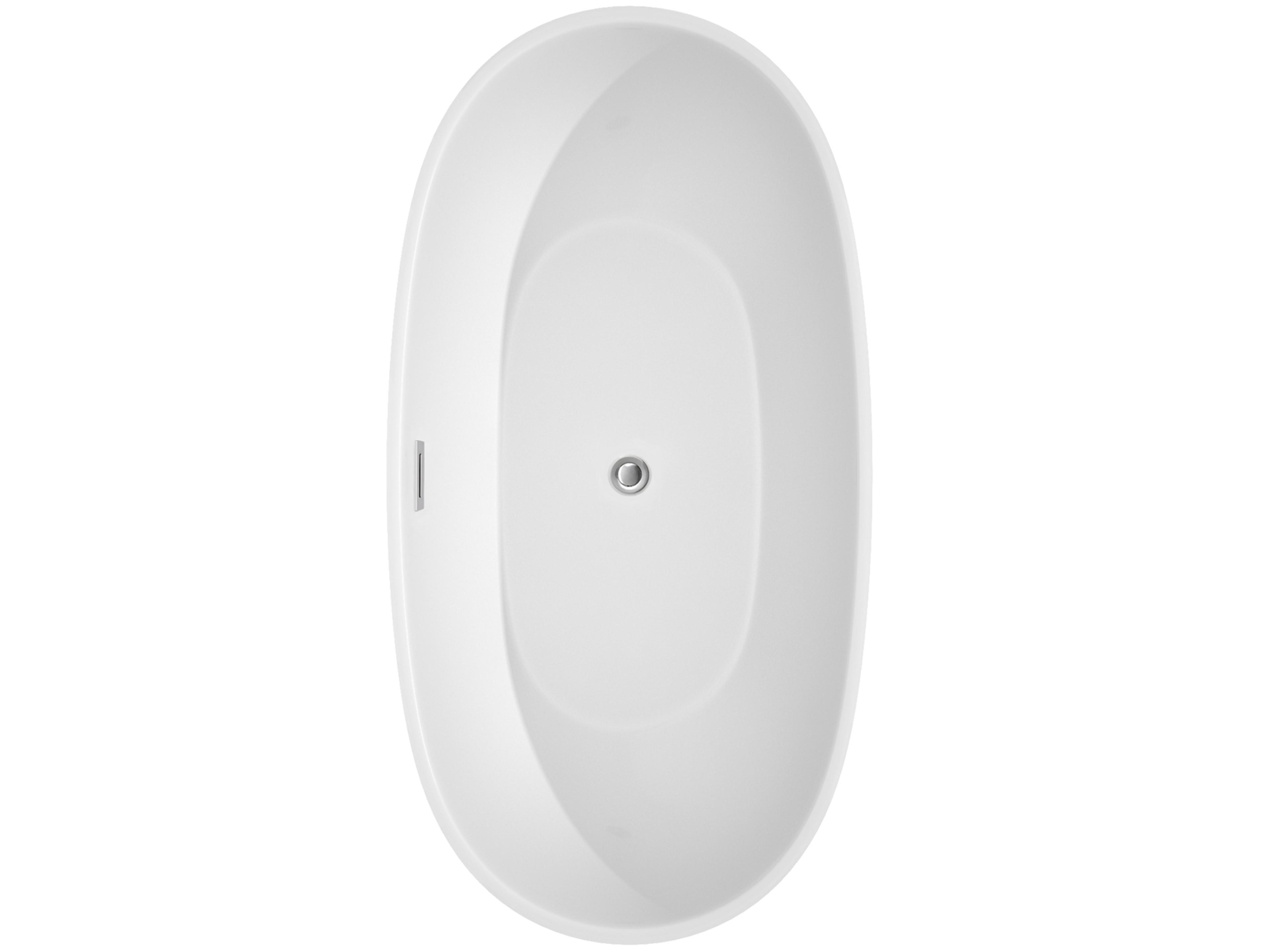 Wyndham Collection Juno White Bathtub with Polished Chrome Trim and Floor Mounted Faucet