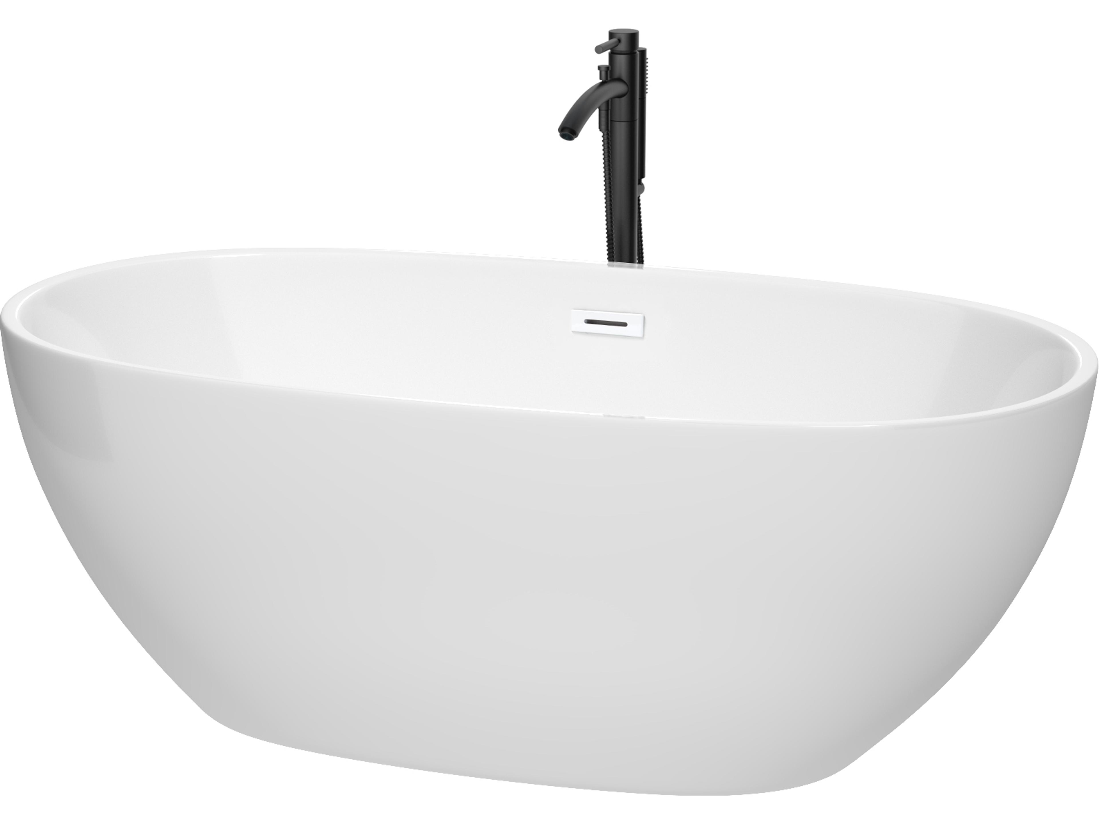 Juno White Bathtub with Shiny White Trim and Floor Mounted Faucet