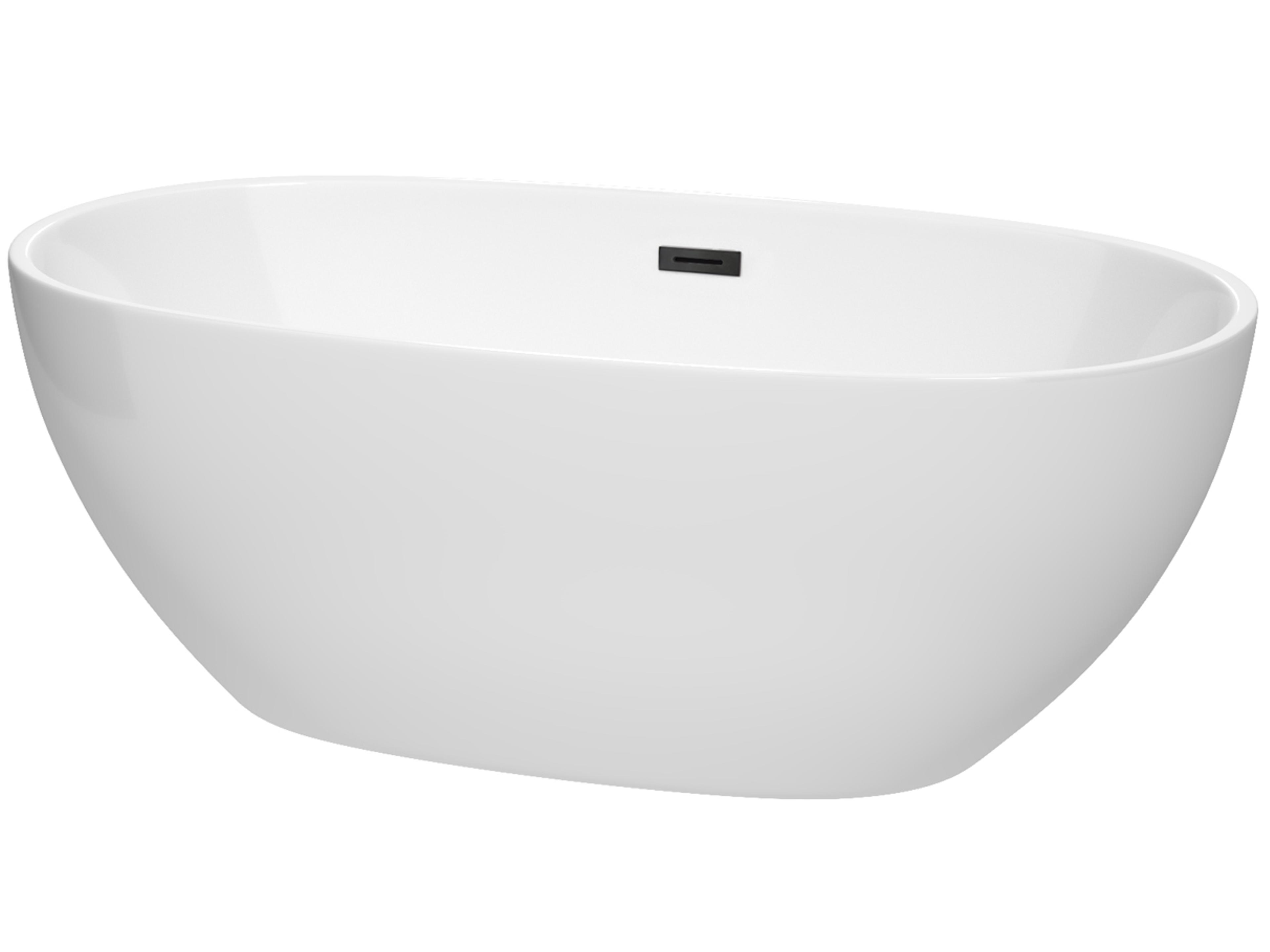 Wyndham Collection Juno White Bathtub with Drain and Overflow