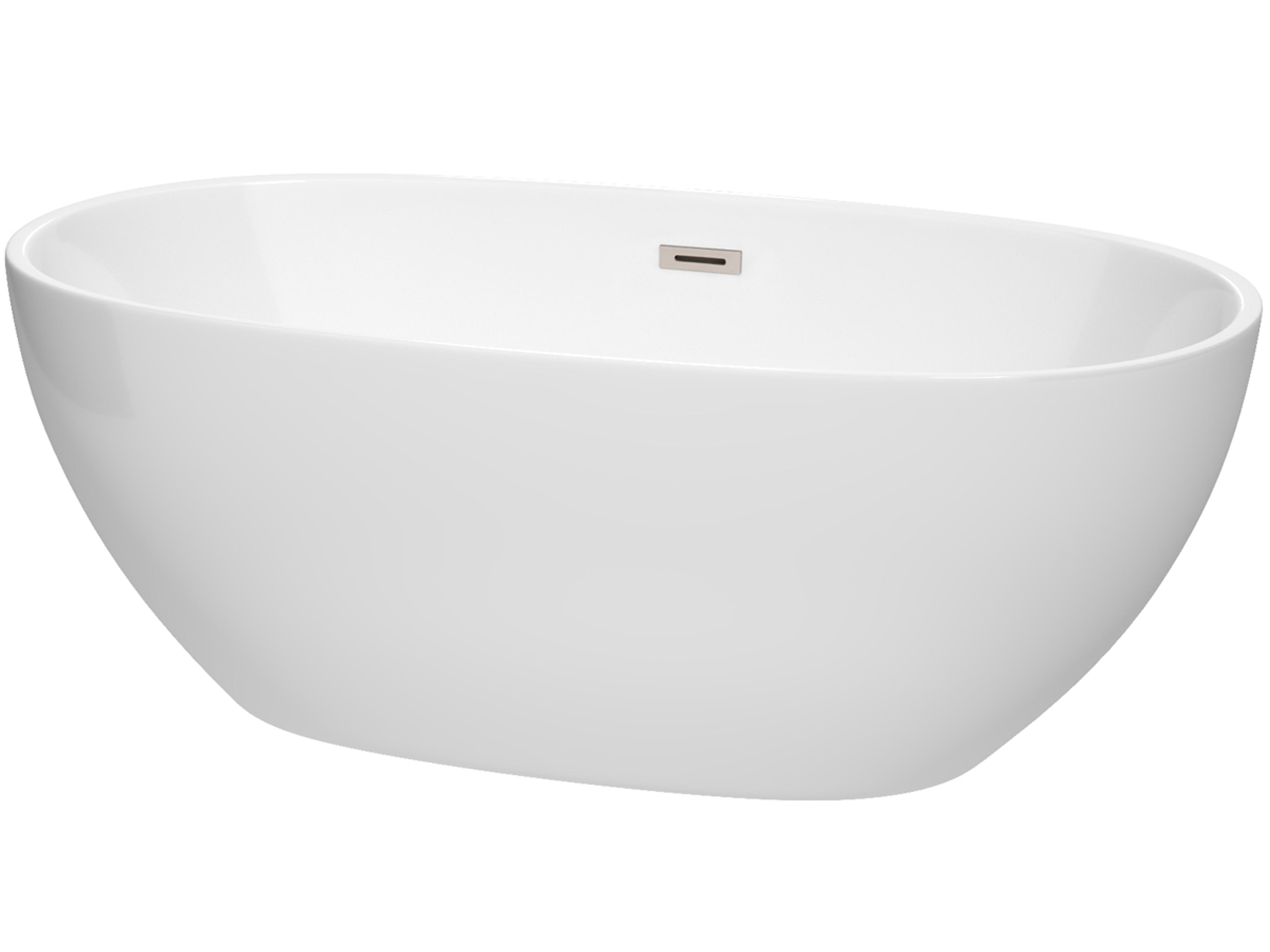 Wyndham Collection Juno White Bathtub with Drain and Overflow
