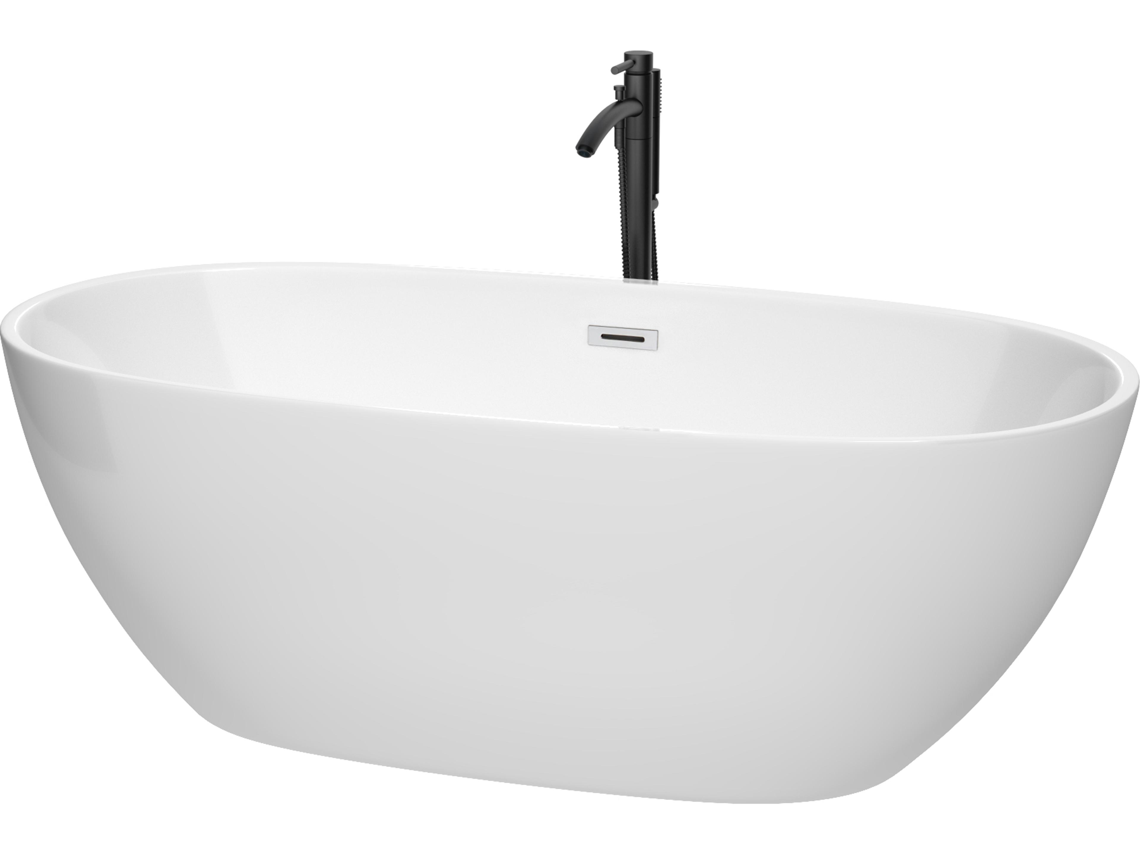 Juno White Bathtub with Polished Chrome Trim and Floor Mounted Faucet