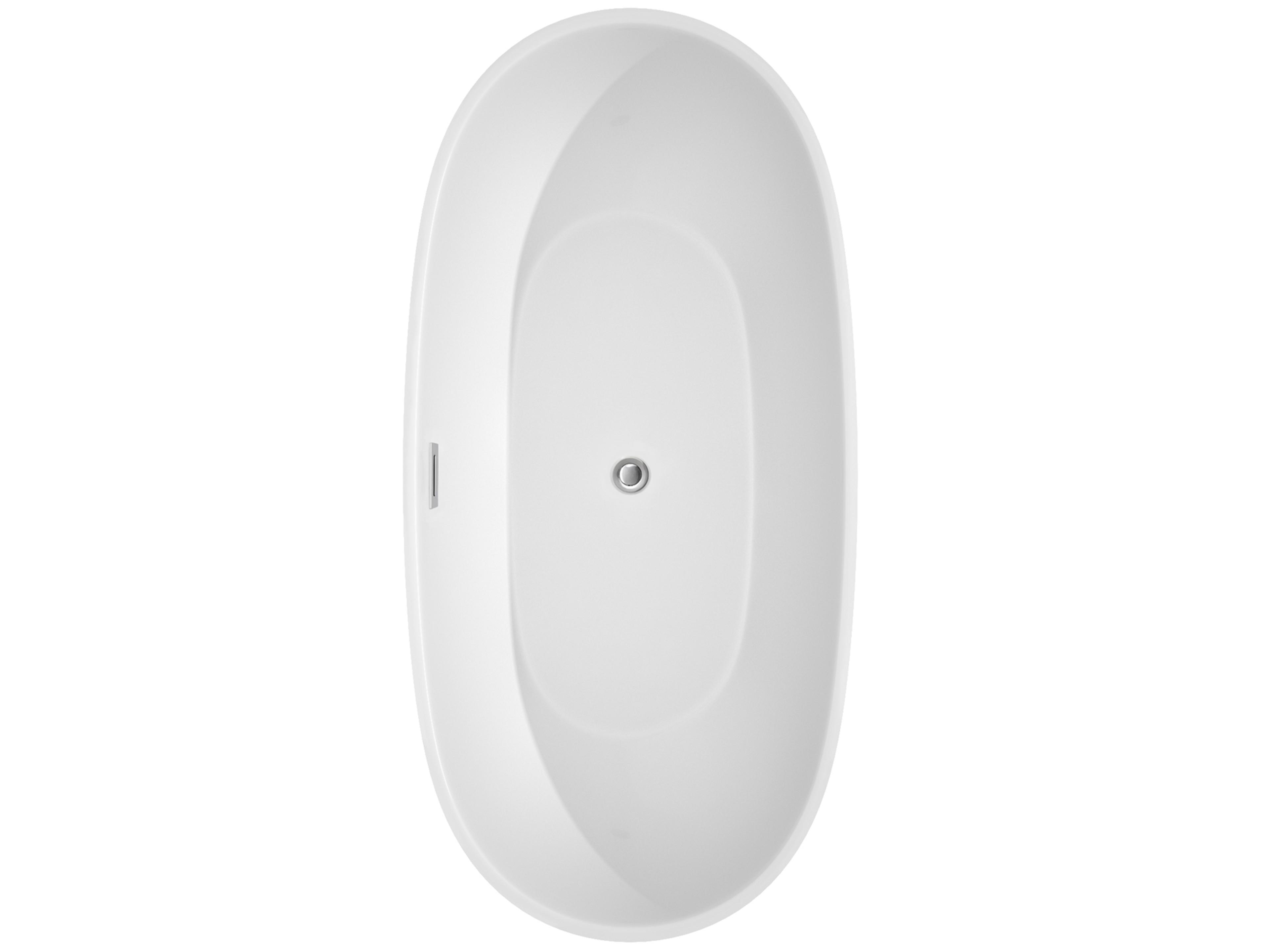 Wyndham Collection Juno White Bathtub with Polished Chrome Trim and Floor Mounted Faucet