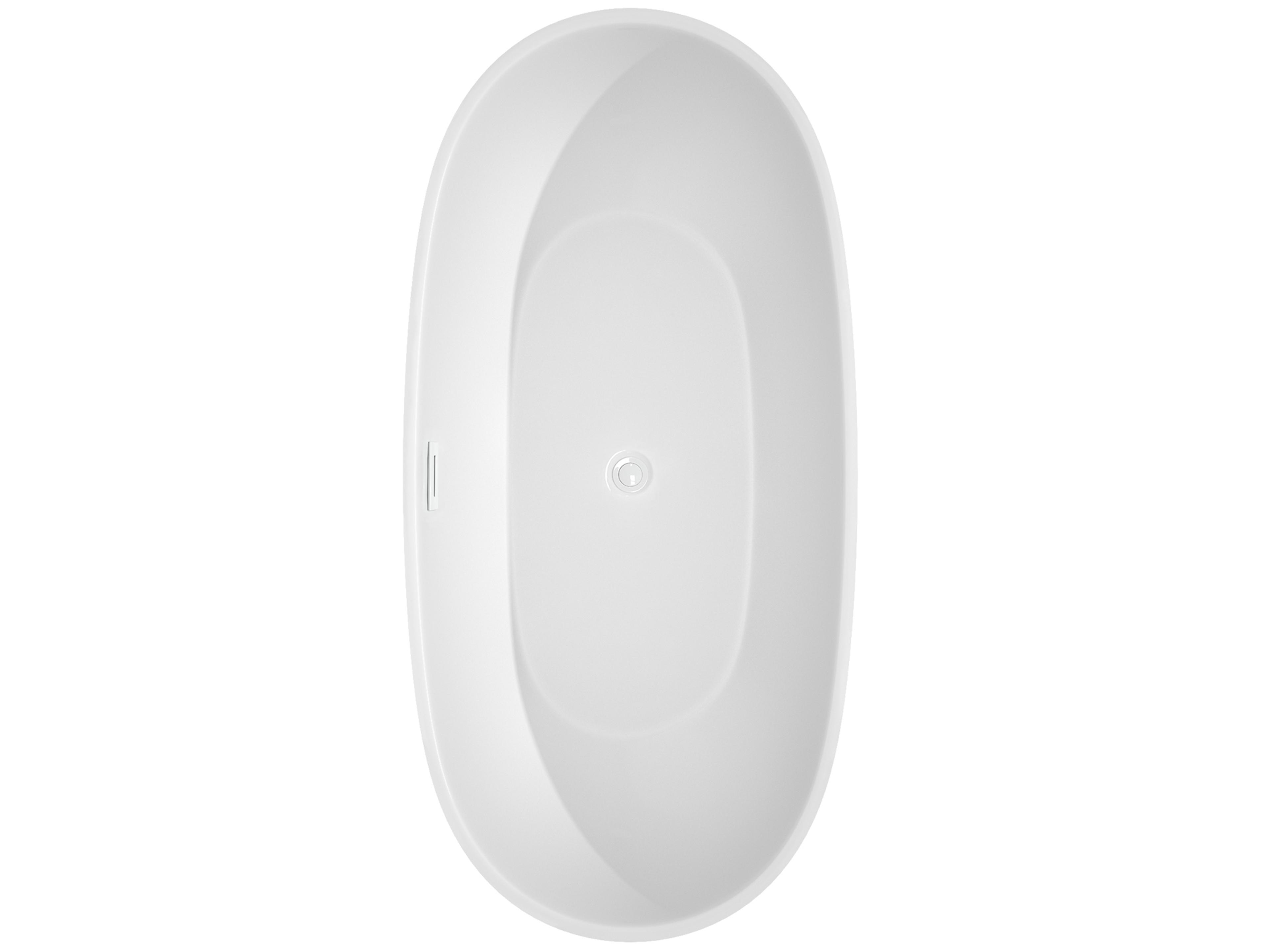 Wyndham Collection Juno White Bathtub with Shiny White Trim and Floor Mounted Faucet